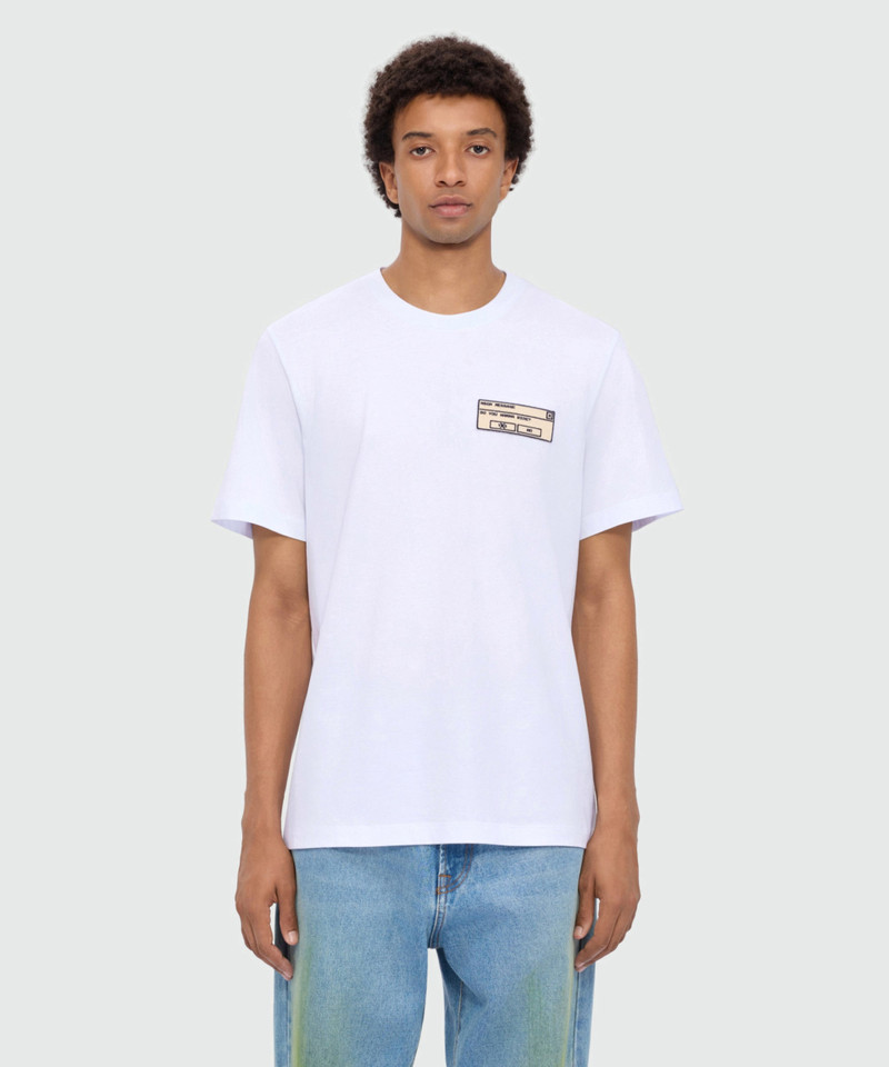MSGM White long-sleeve cotton jersey T-shirt with patch on the chest. outlook