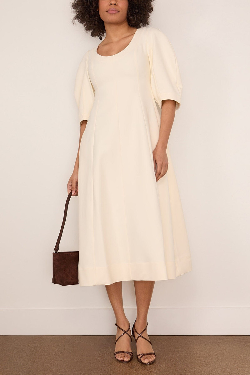 RÓHE Sculptural Waisted Midi Dress in Off White outlook