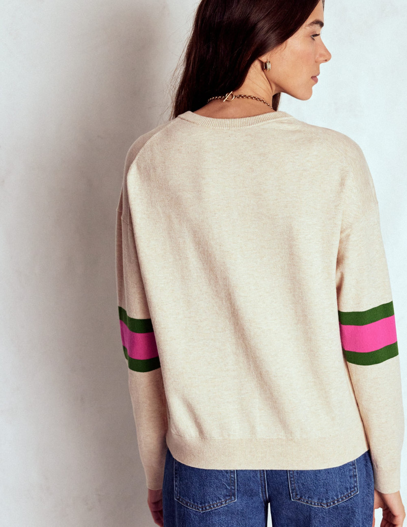 Lara Relaxed Cotton Cardigan-Oatmeal Melange 4