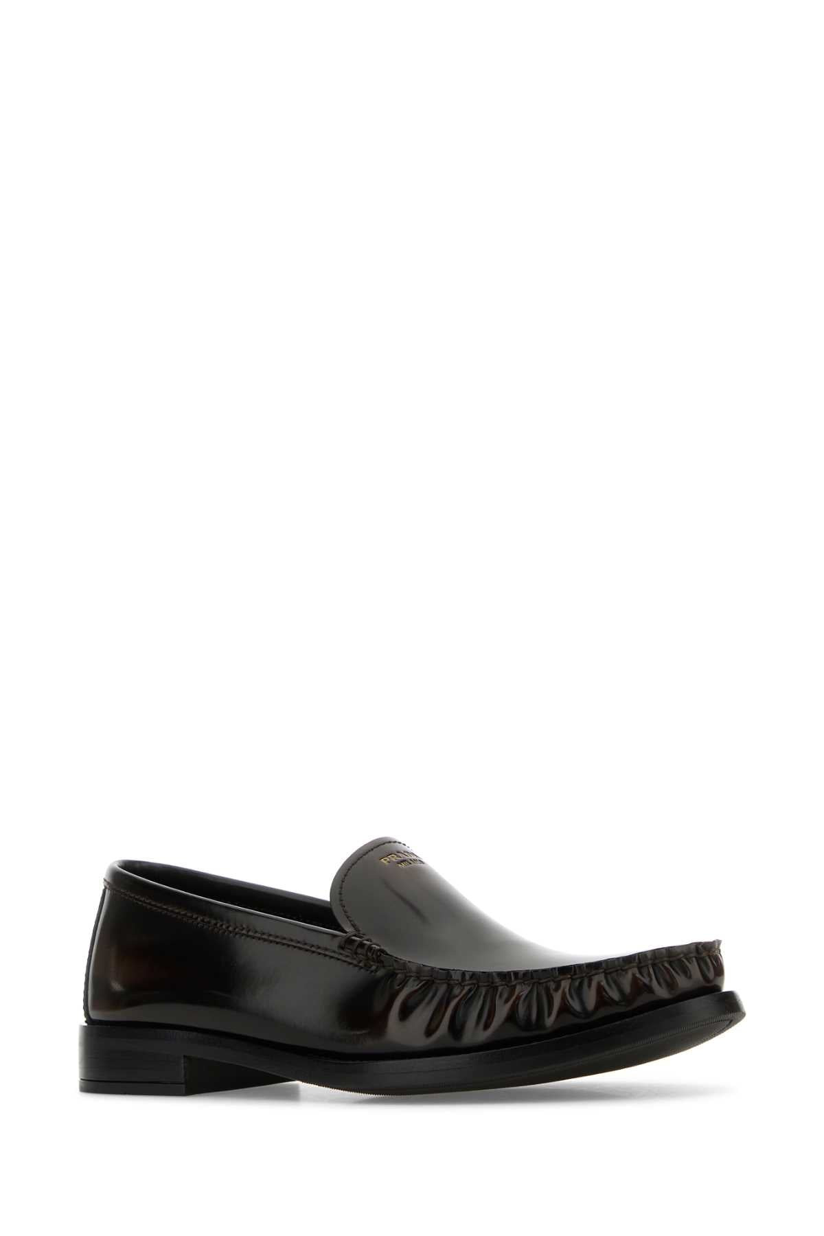 Prada Women Dark Brown Leather Loafers - 2
