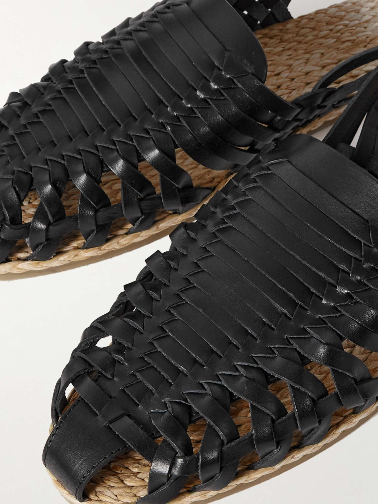 Woven Leather and Raffia Sandals - 5