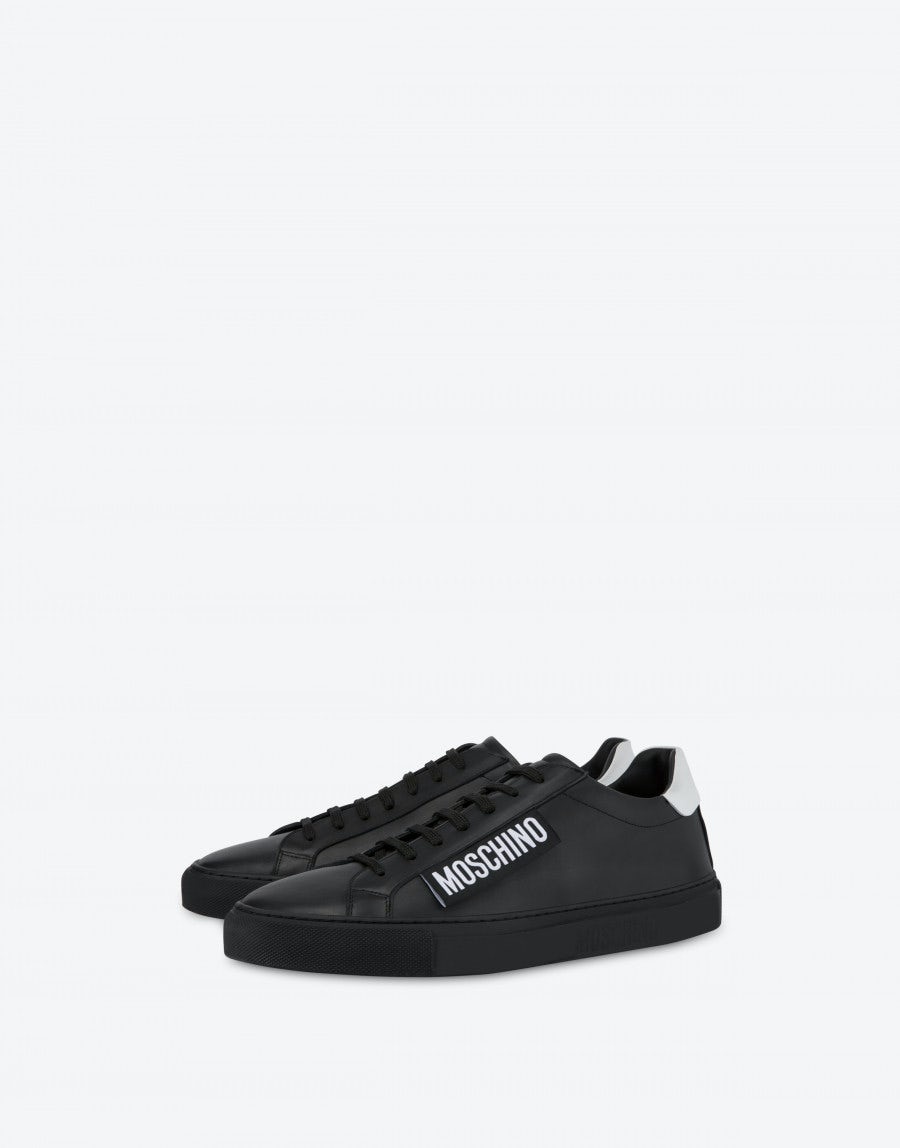CALFSKIN SNEAKERS MOSCHINO LABEL - 1