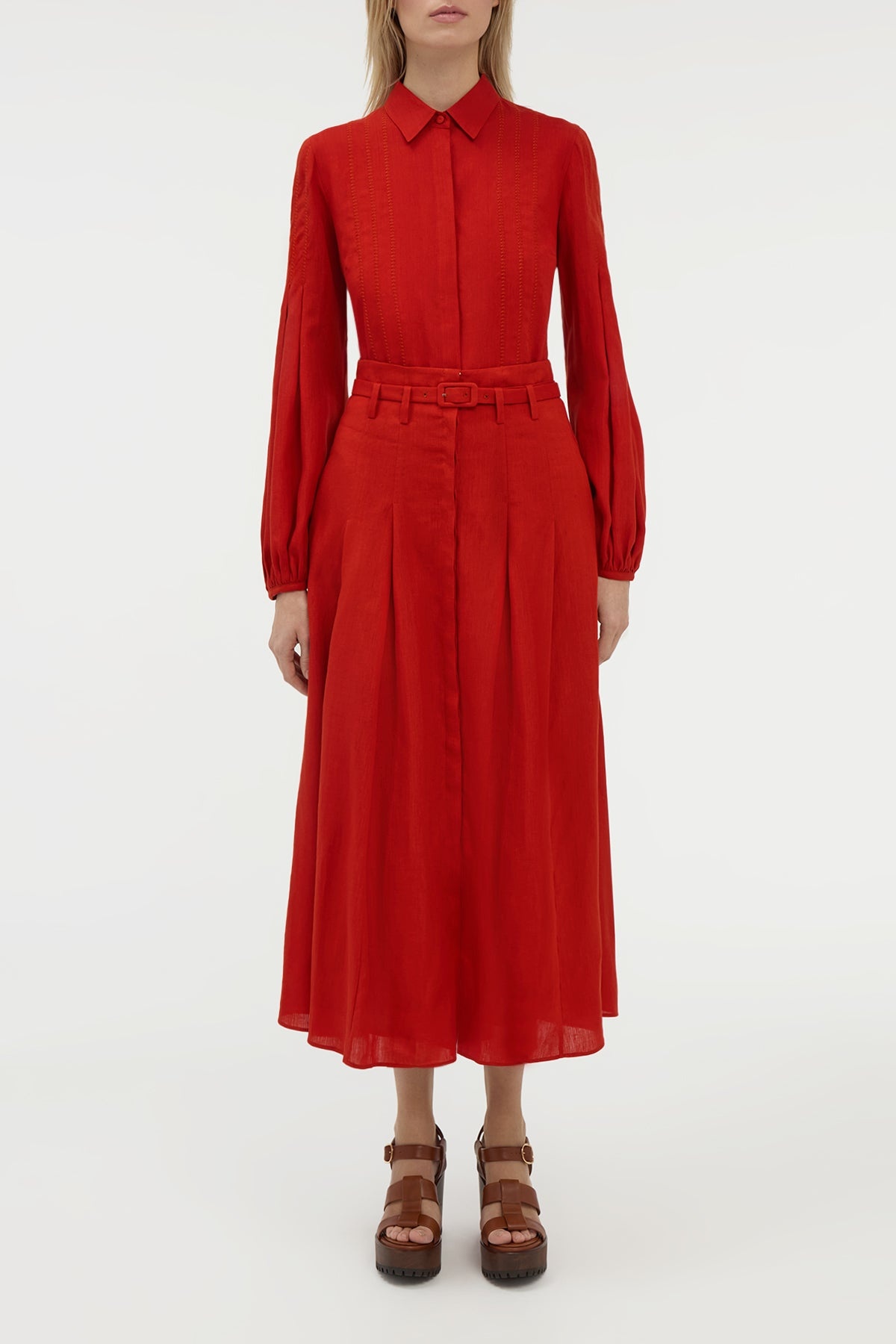 Inga Blouse in Antelope Orange Aloe Linen - 2