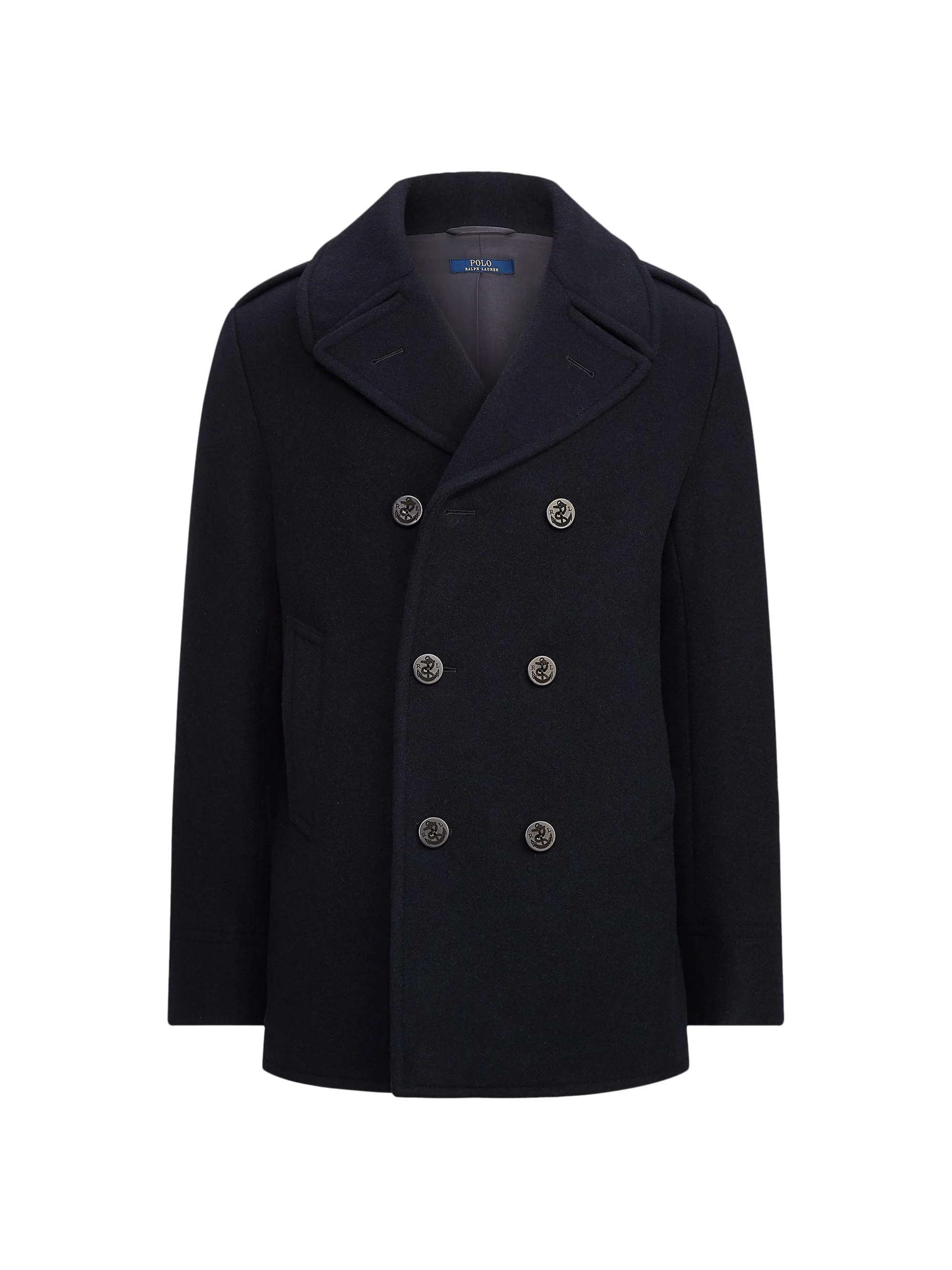 Men's Wool-Blend Melton Peacoat - Navy - 1