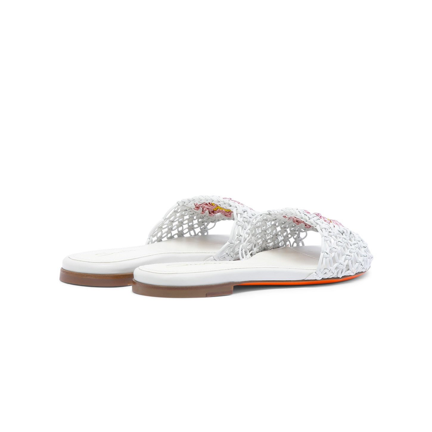 Women's white woven nappa leather slide sandal - 3