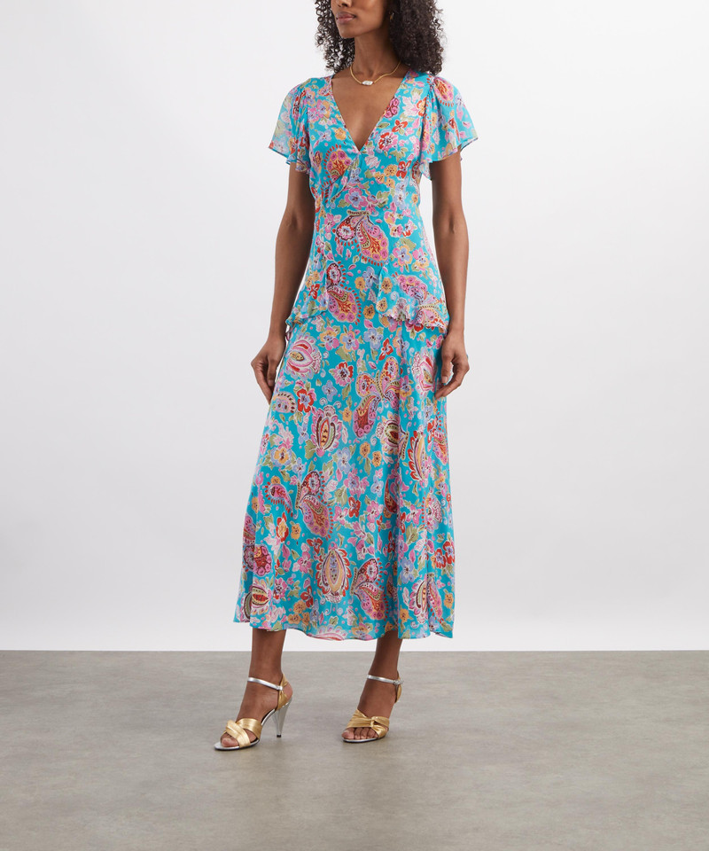 RIXO Evie Silk Crêpe de Chine Midi Dress outlook