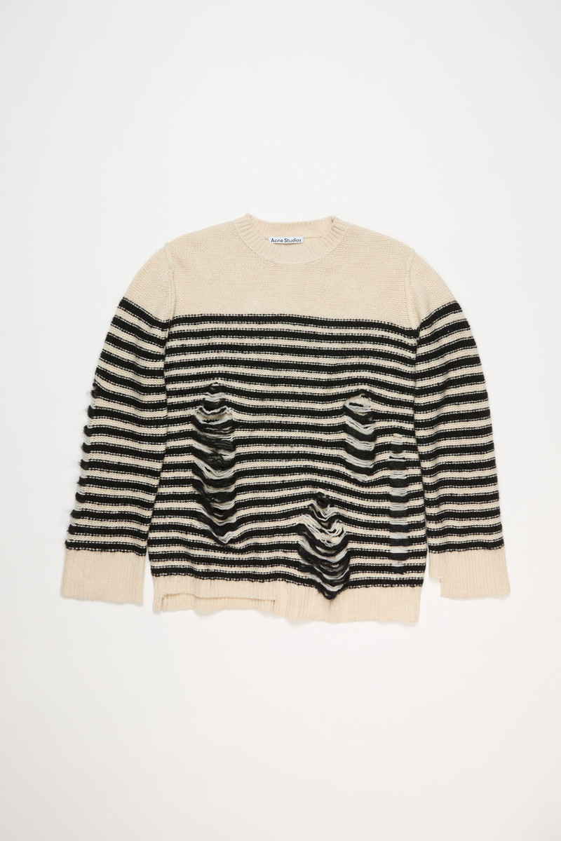 Distressed wool jumper - Black/oatmeal melange 1