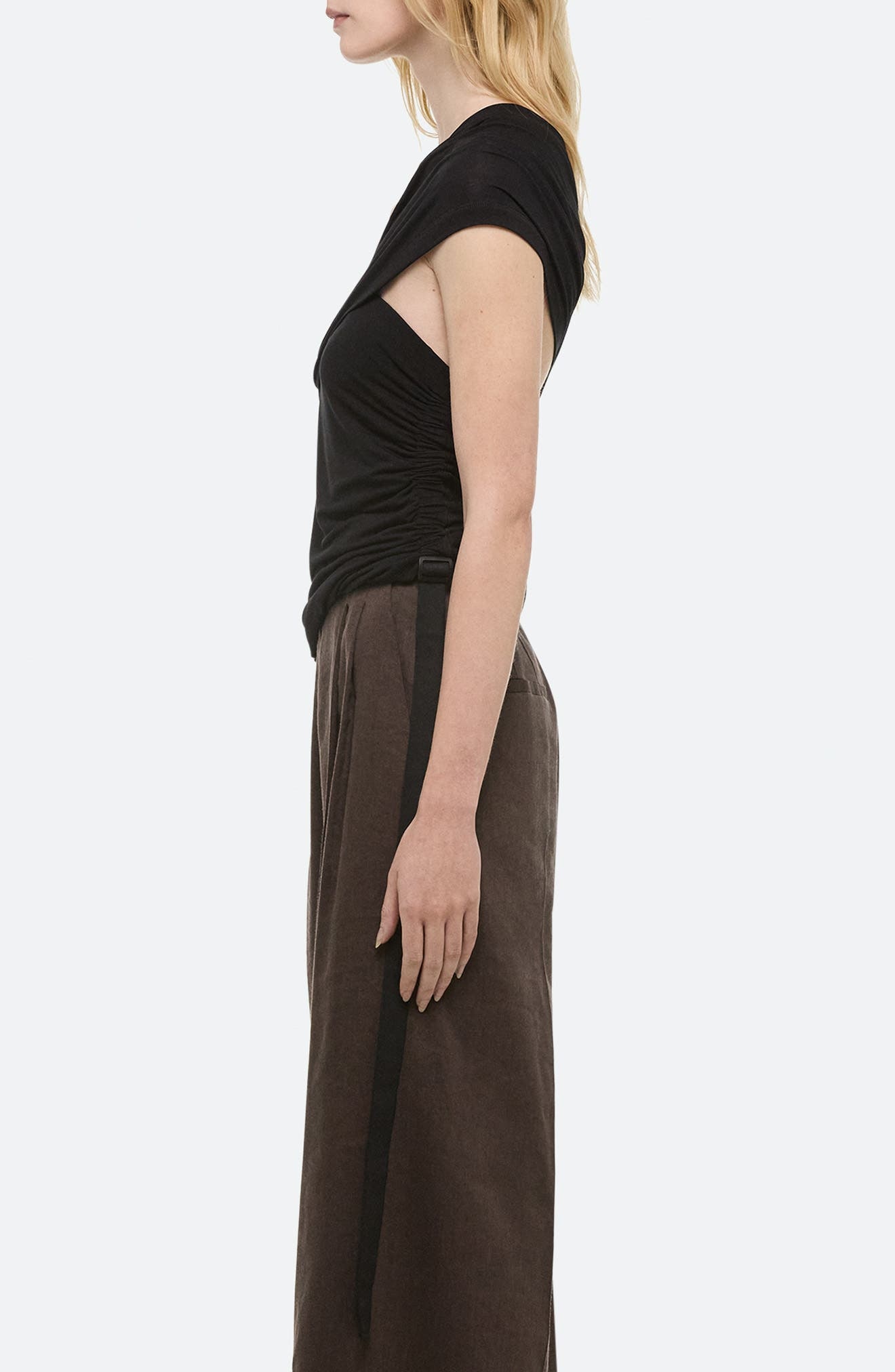 Helmut Lang Wind Convertible Asymmetric Cutout Jersey Top in Black at Nordstrom - 4