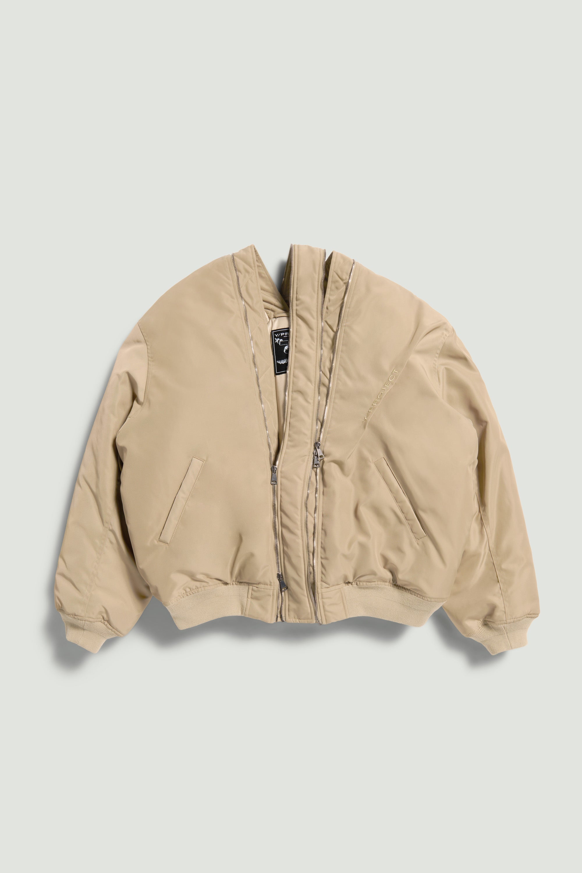 DOUBLE ZIP PINCHED LOGO BOMBER - 1