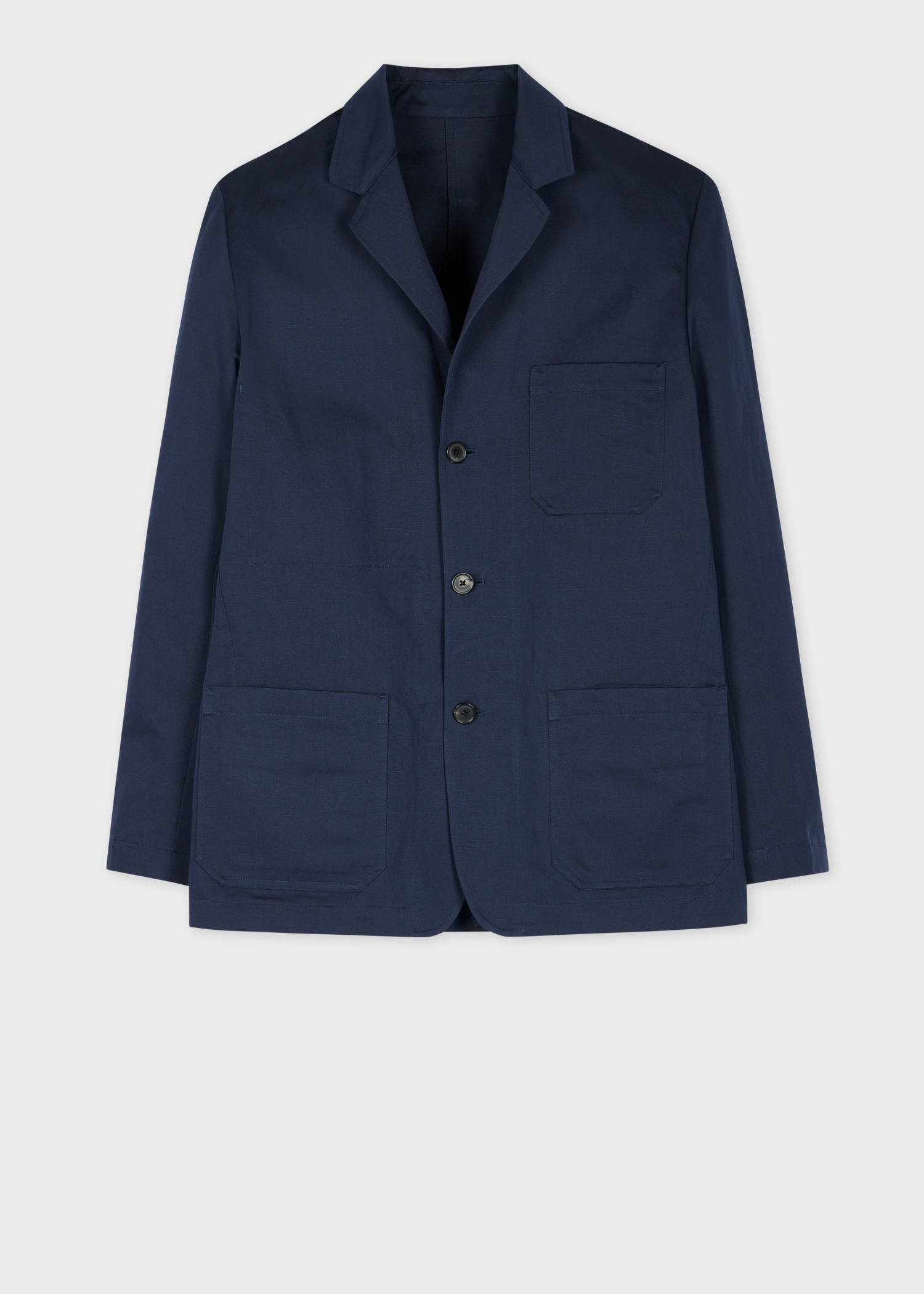 Navy Cotton-Linen Twill Work Jacket - 1
