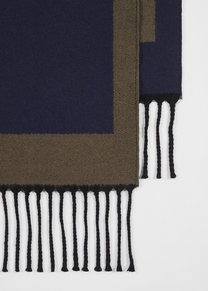 Paul Smith Navy 'Stacked Logo' Merino Wool-Blend Scarf outlook