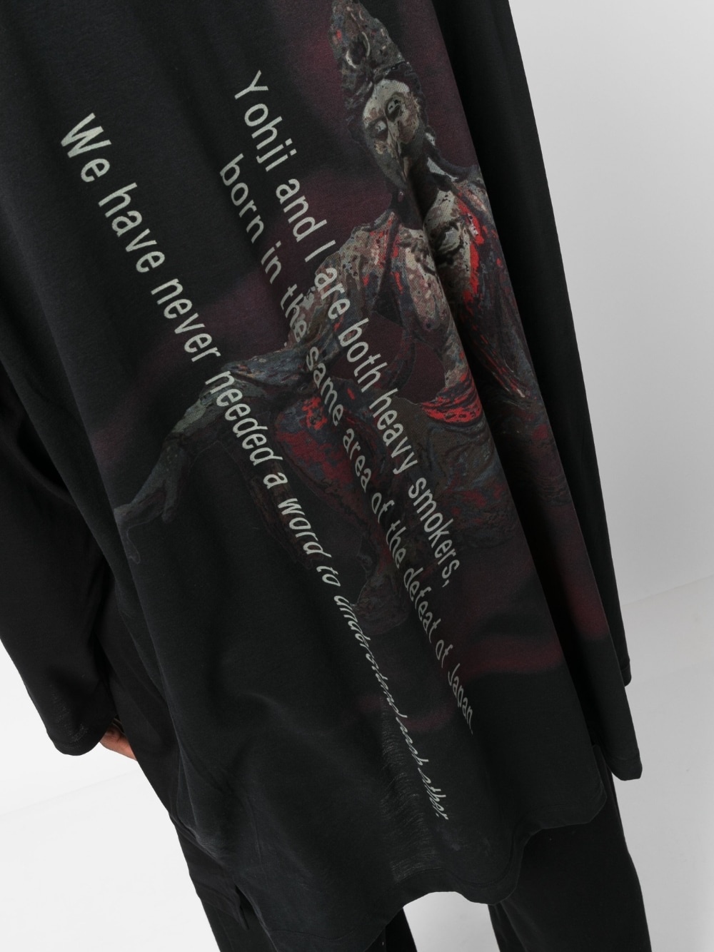 graphic-print long hoodie T-shirt - 5