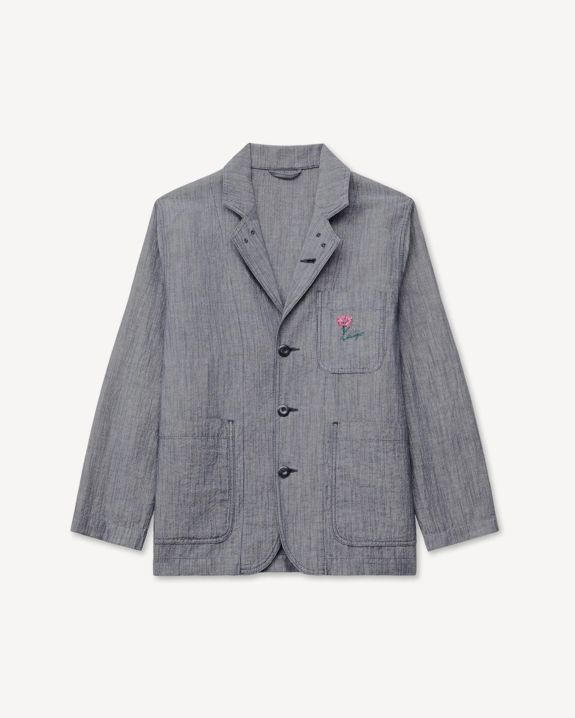 'KENZO Tulip' light workwear jacket in washed mixed linen denim - 1