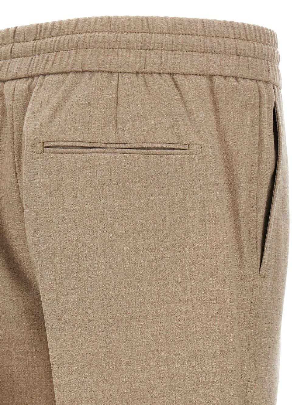 drawstring-waistband wool trousers - 3