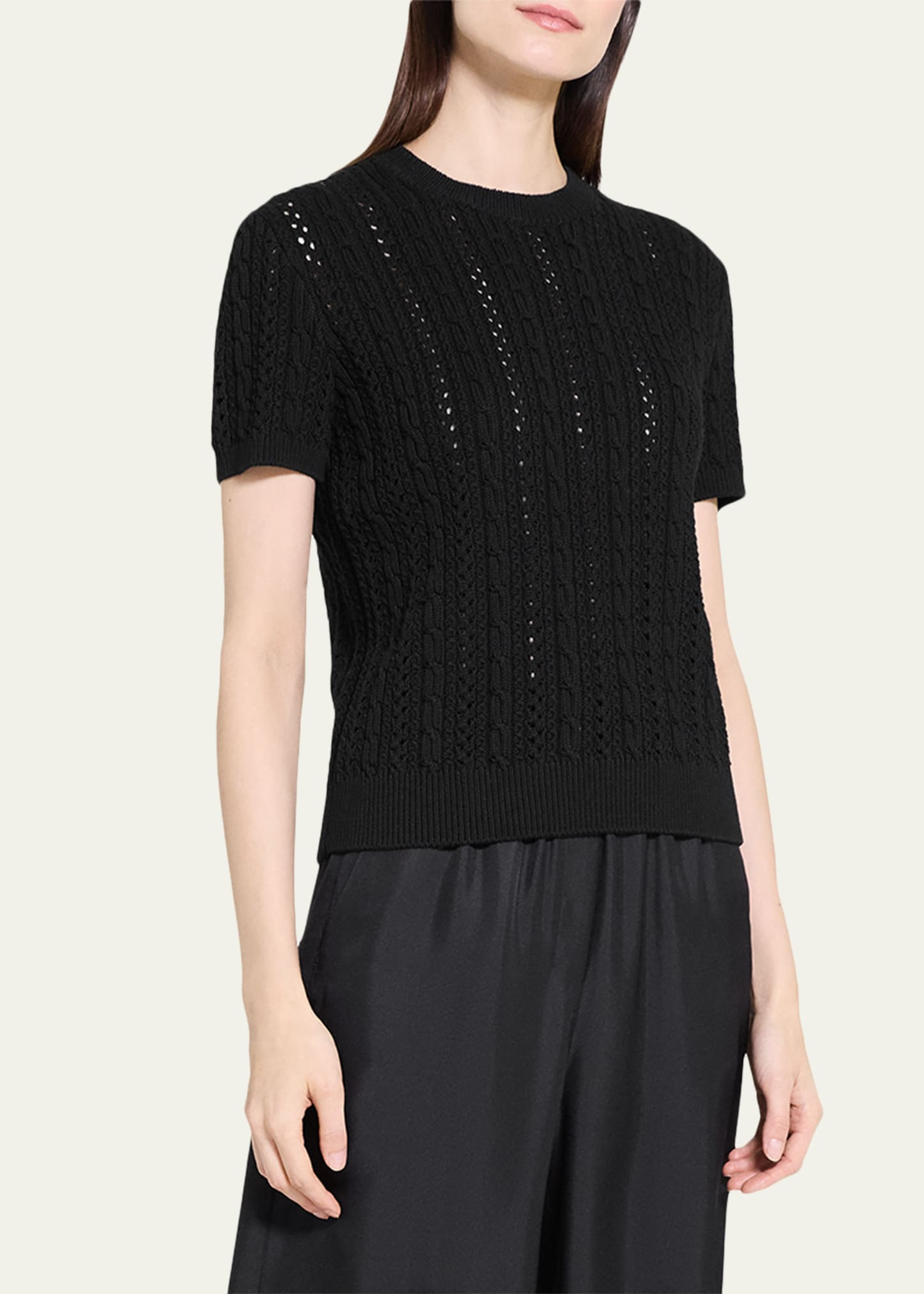 Crewneck Cable-Knit Tee - 4