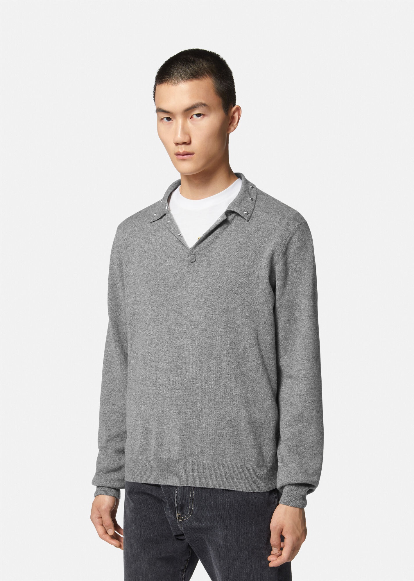 Studded Cashmere Polo Sweater - 3