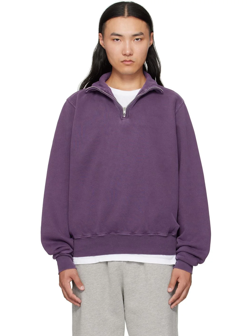 Purple Heavyweight Banded Yacht Sweatshirt - 1