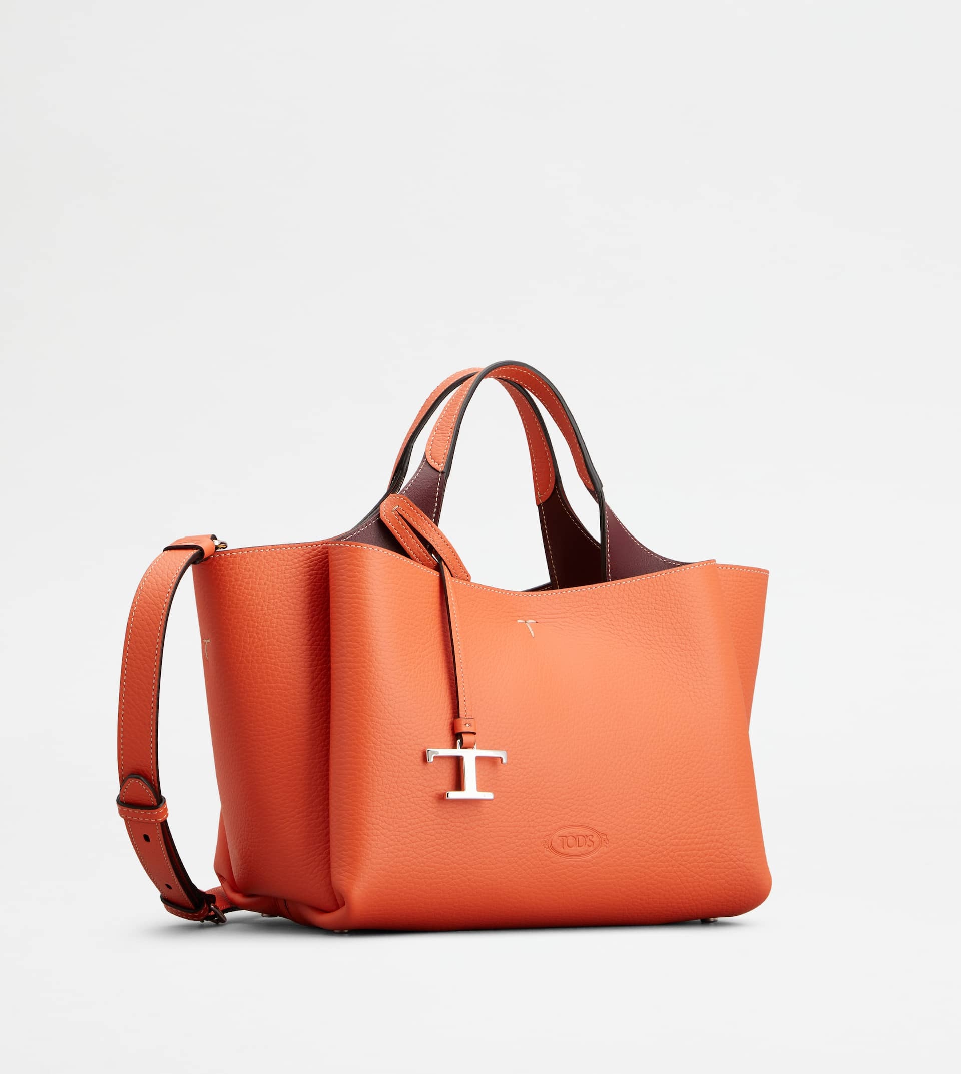 BAG IN LEATHER MINI - ORANGE, BURGUNDY - 2