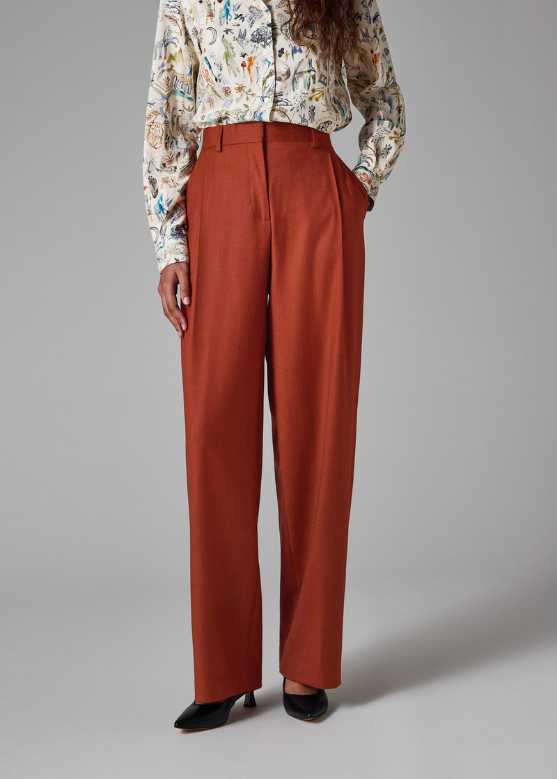 Women's Rust Flannel Wide-Leg Trousers 6