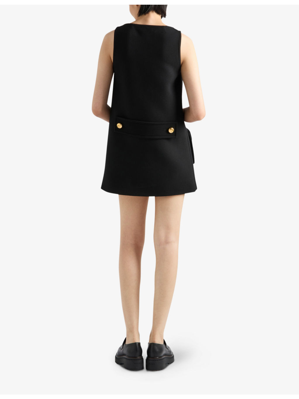 Flap-pocket square-neck wool mini dress - 4