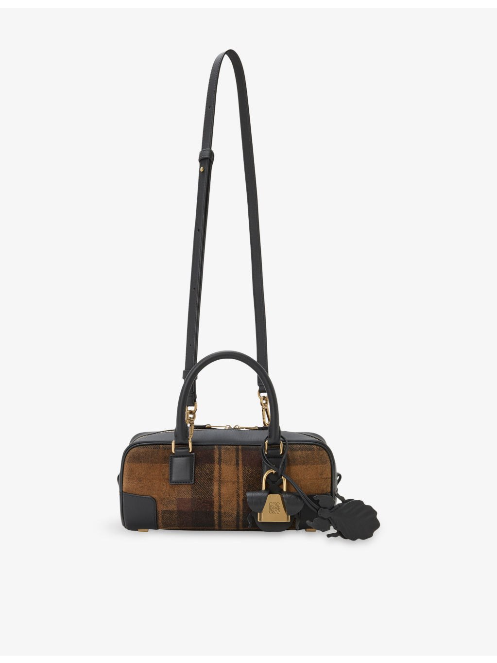Amazona 23 Tartan Cropped Leather And Fabric Shoulder Bag - 8