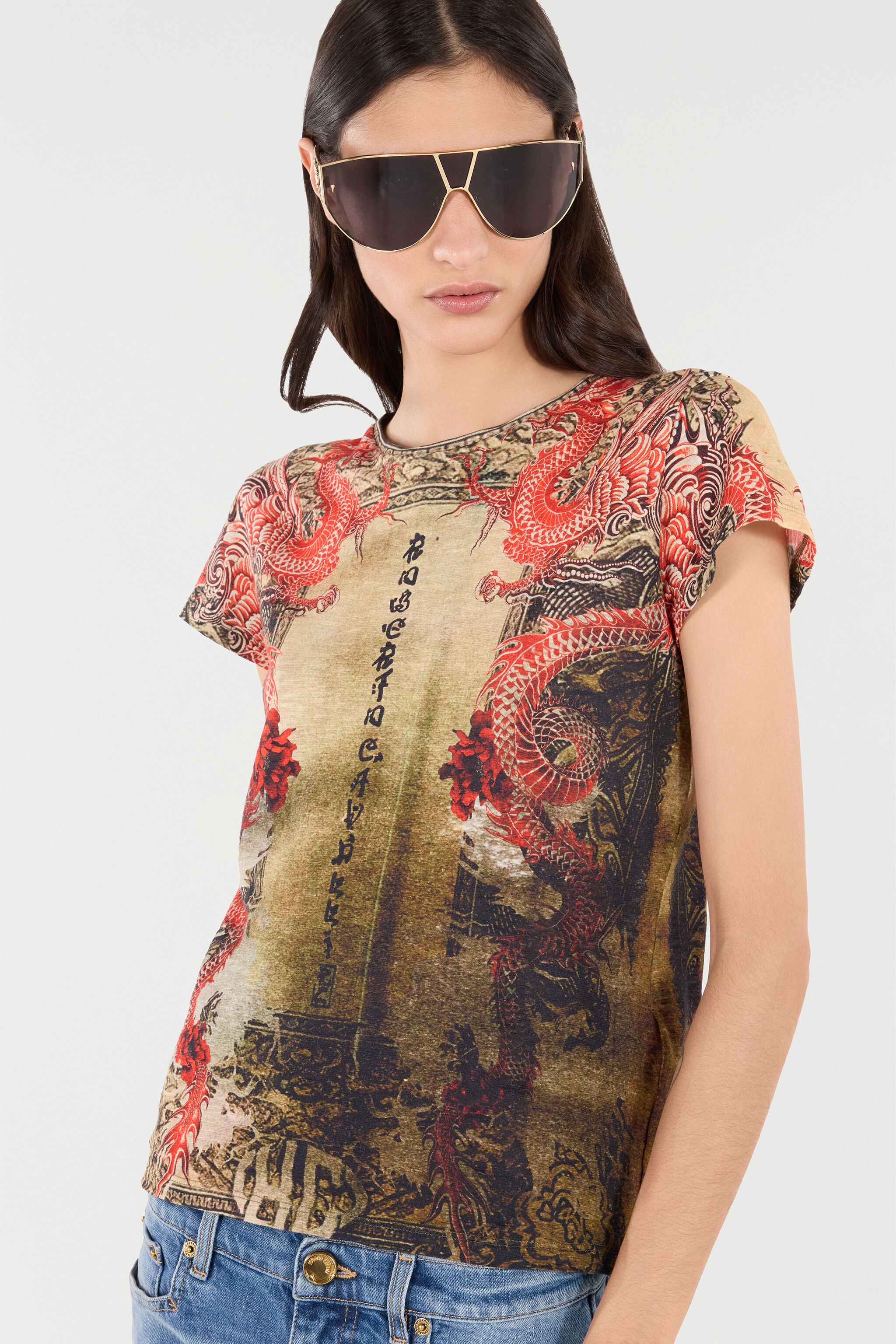 Cotton T-Shirt With Oriental Print - 6