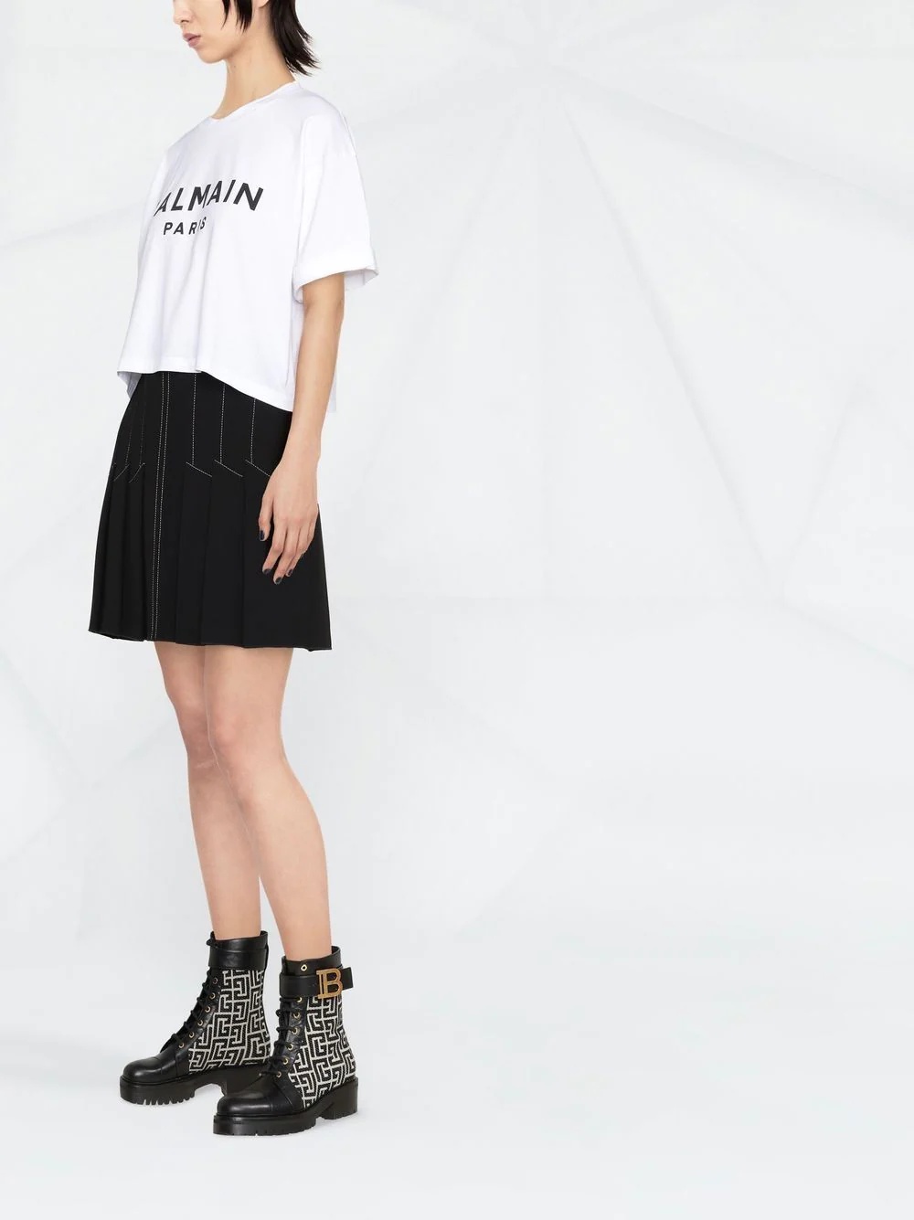 cropped logo-print T-shirt - 4