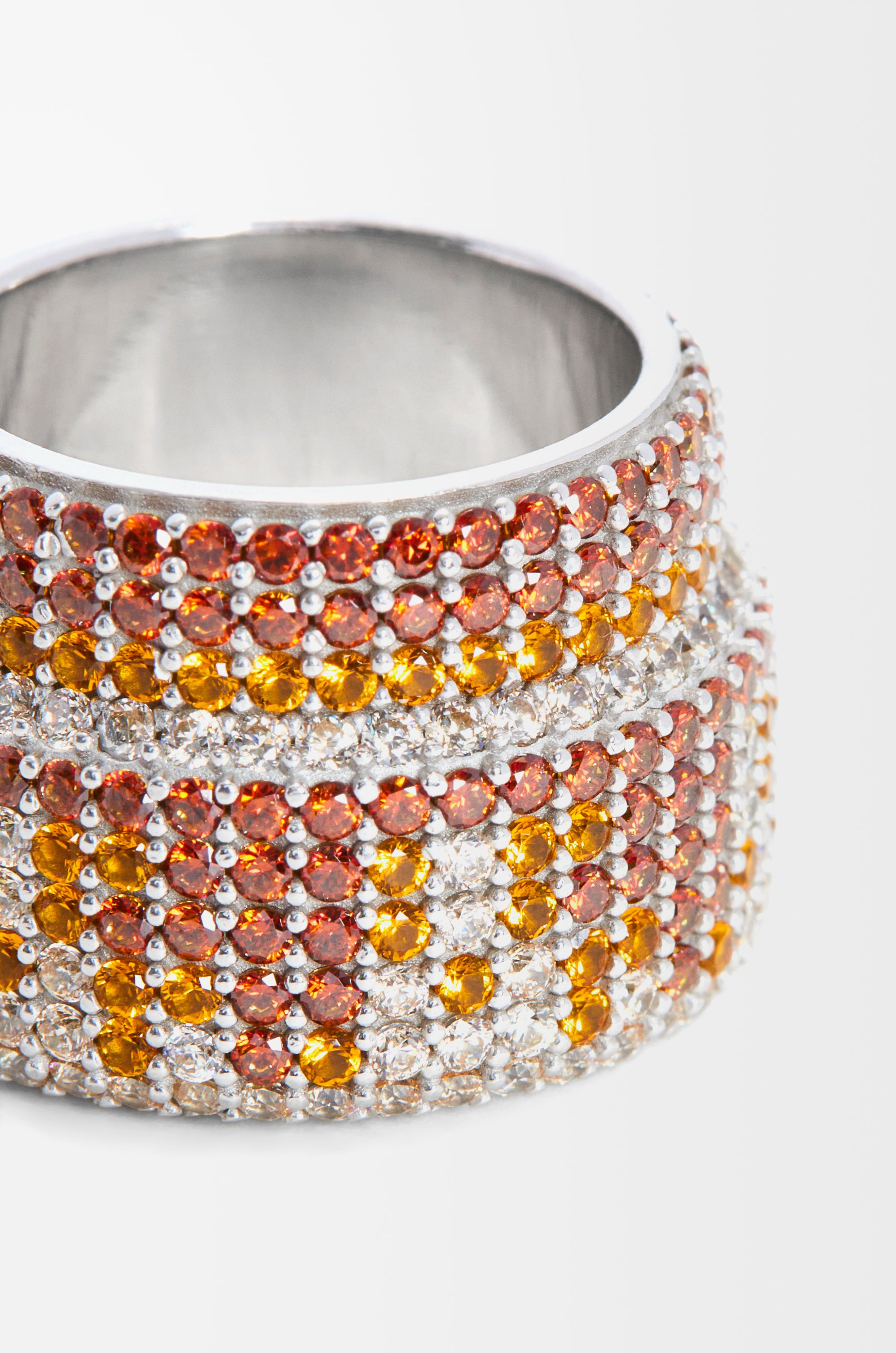 Large Pavé ring in sterling silver and crystals - 3