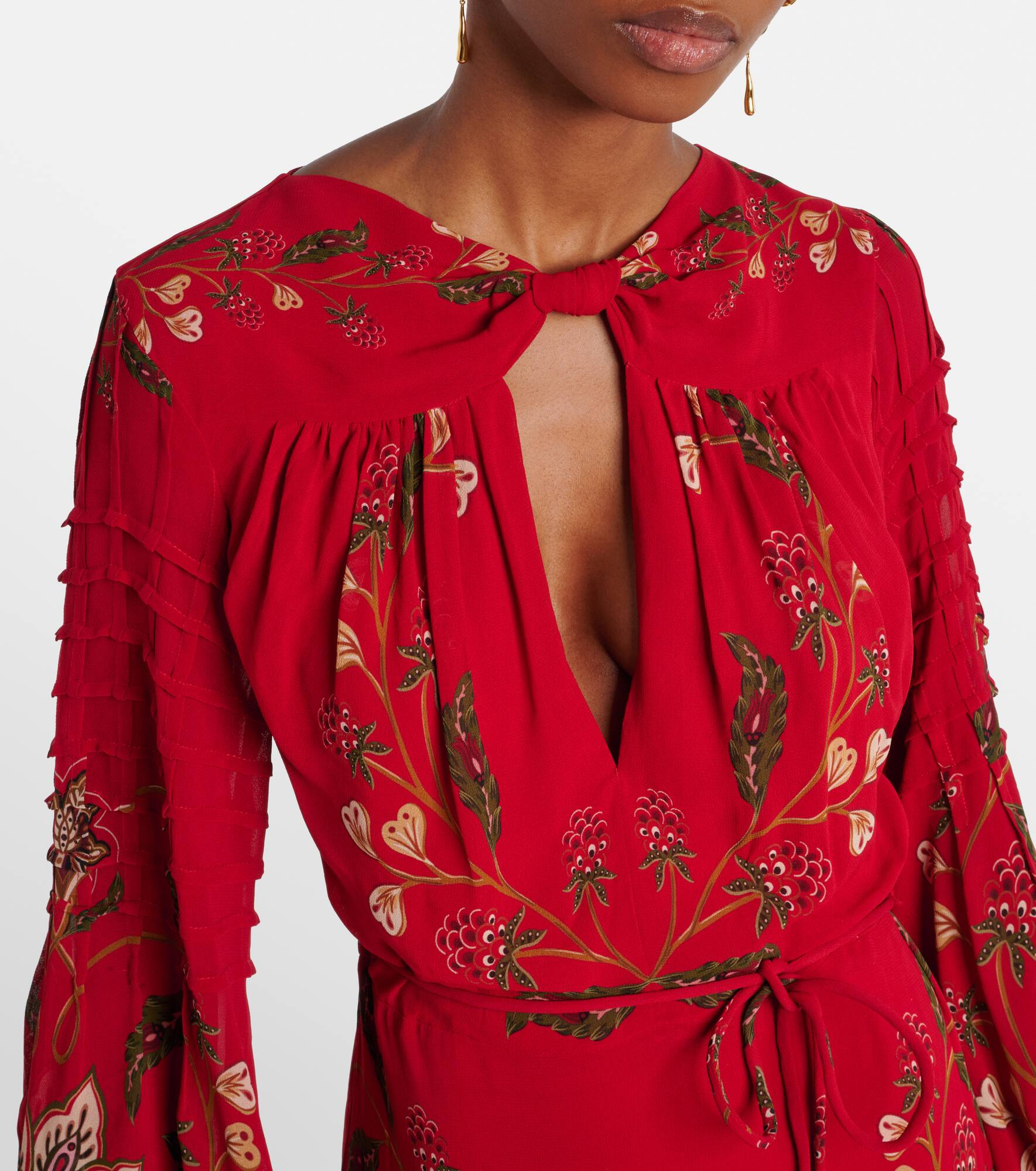 Floral pleated maxi dress - 4