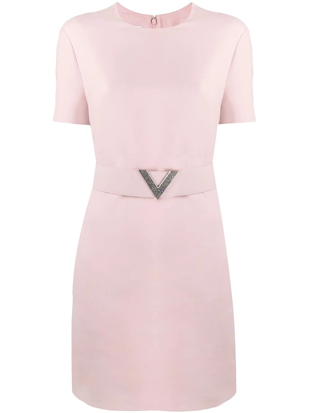 crepe V pavé belted dress - 1