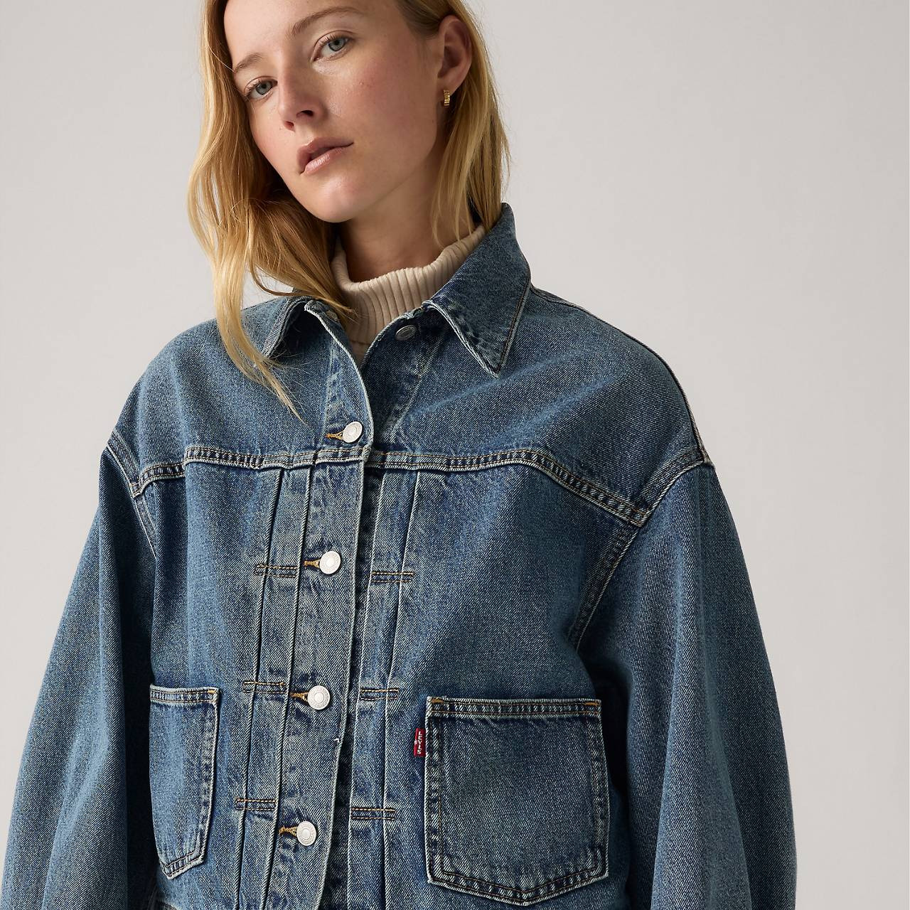 BALLOON SLEEVE TRUCKER JACKET - 5