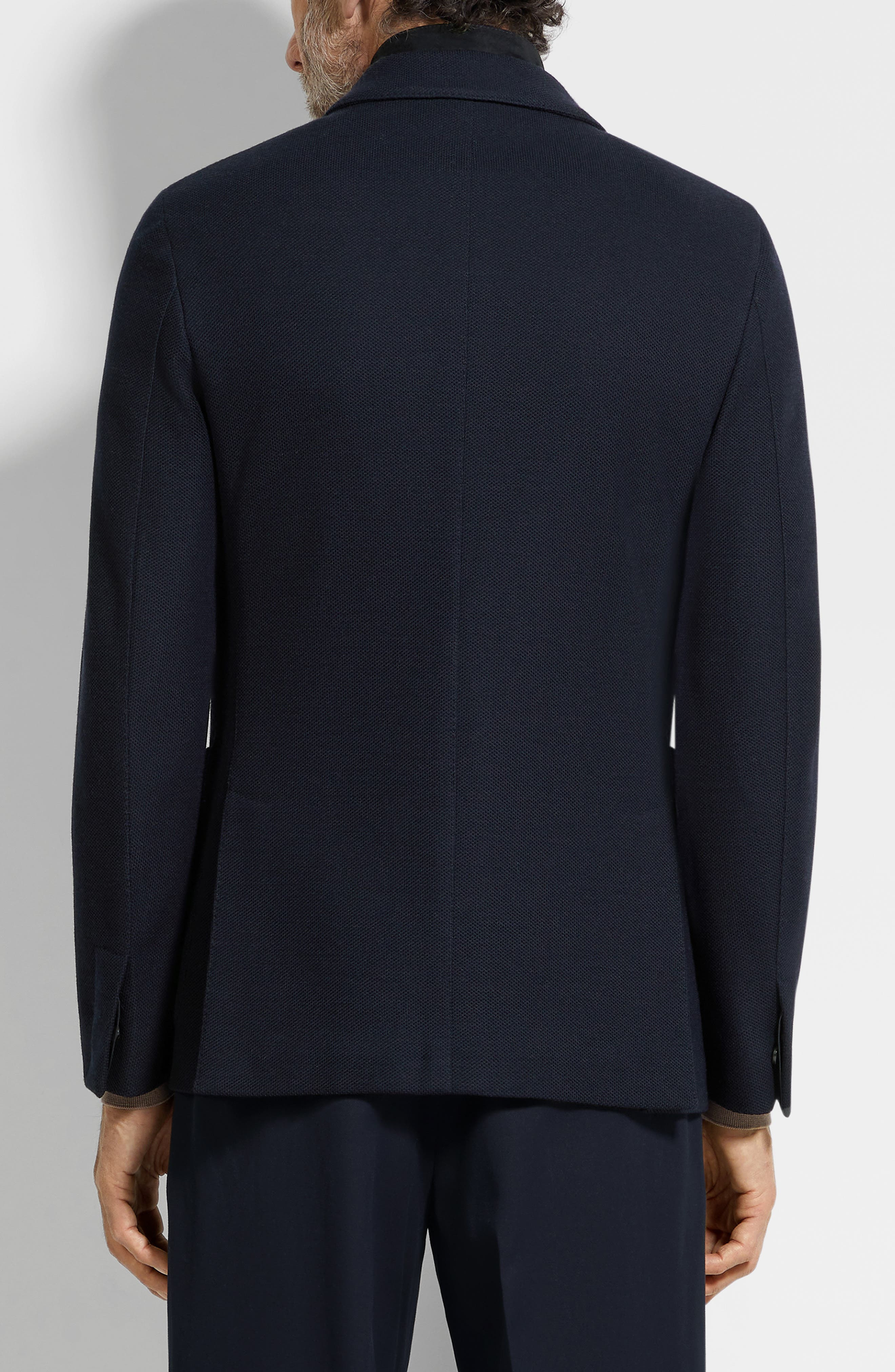 ZEGNA High Performance™ Wool & Cotton Jersey Sport Coat with Detachable Suede Bib in Navy Blue at No - 2