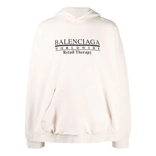 Balenciaga Worldwide Logo Popover Hoodie 'Chalky White Black' 674986TLVA99054 - 1