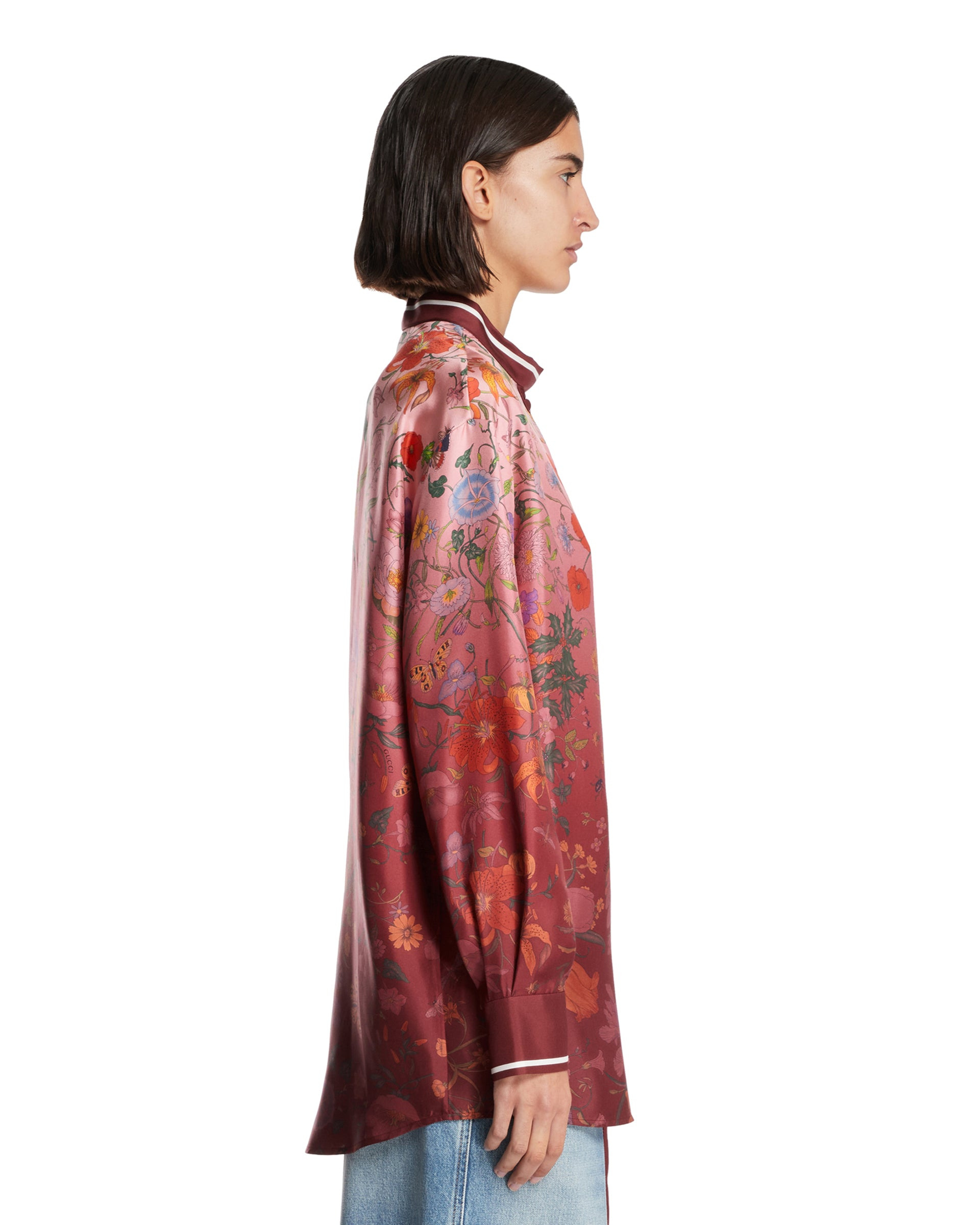 Pink Printed Silk Shirt - 5