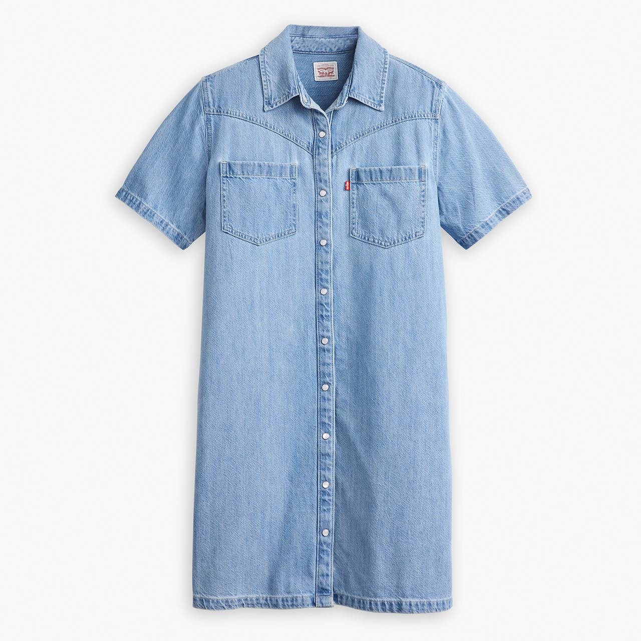 LOUISA SHORT SLEEVE DENIM DRESS - 1