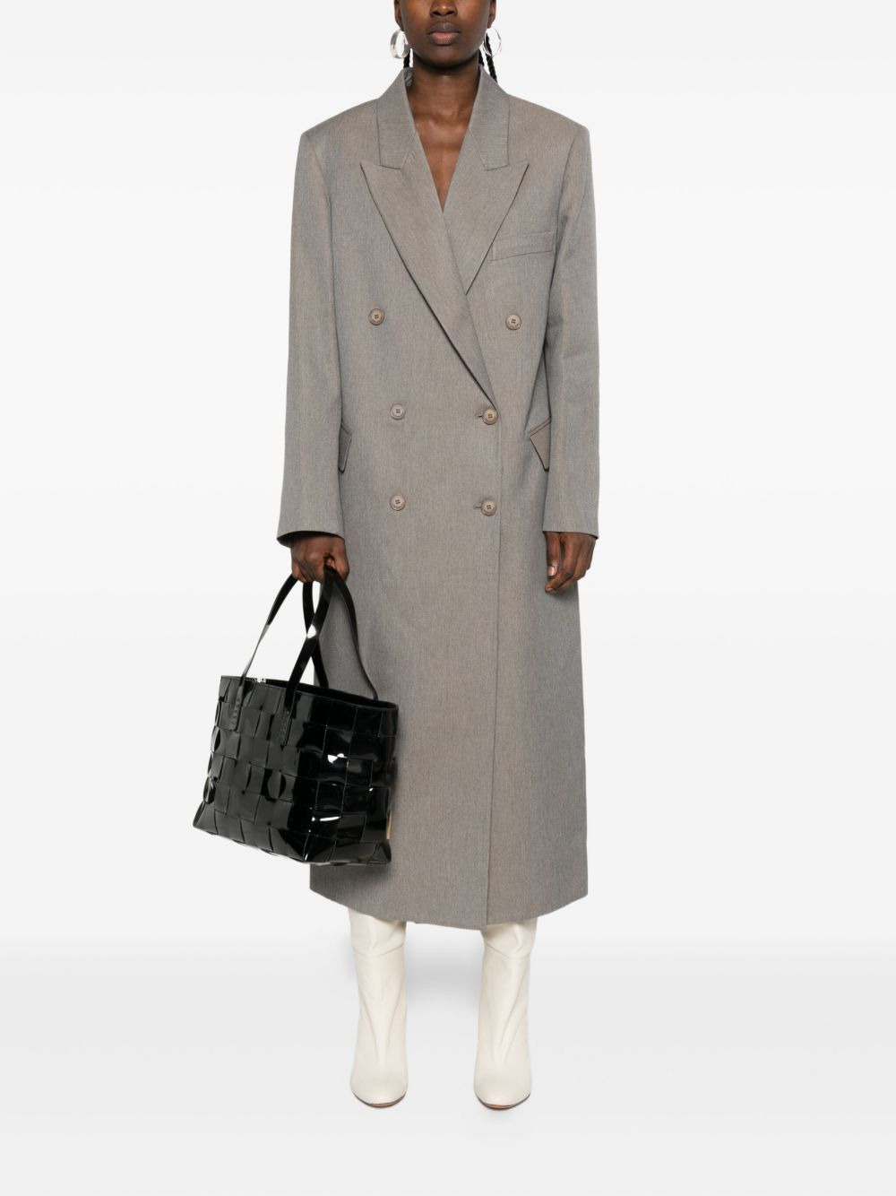 double-breasted peak-lapel coat - 2