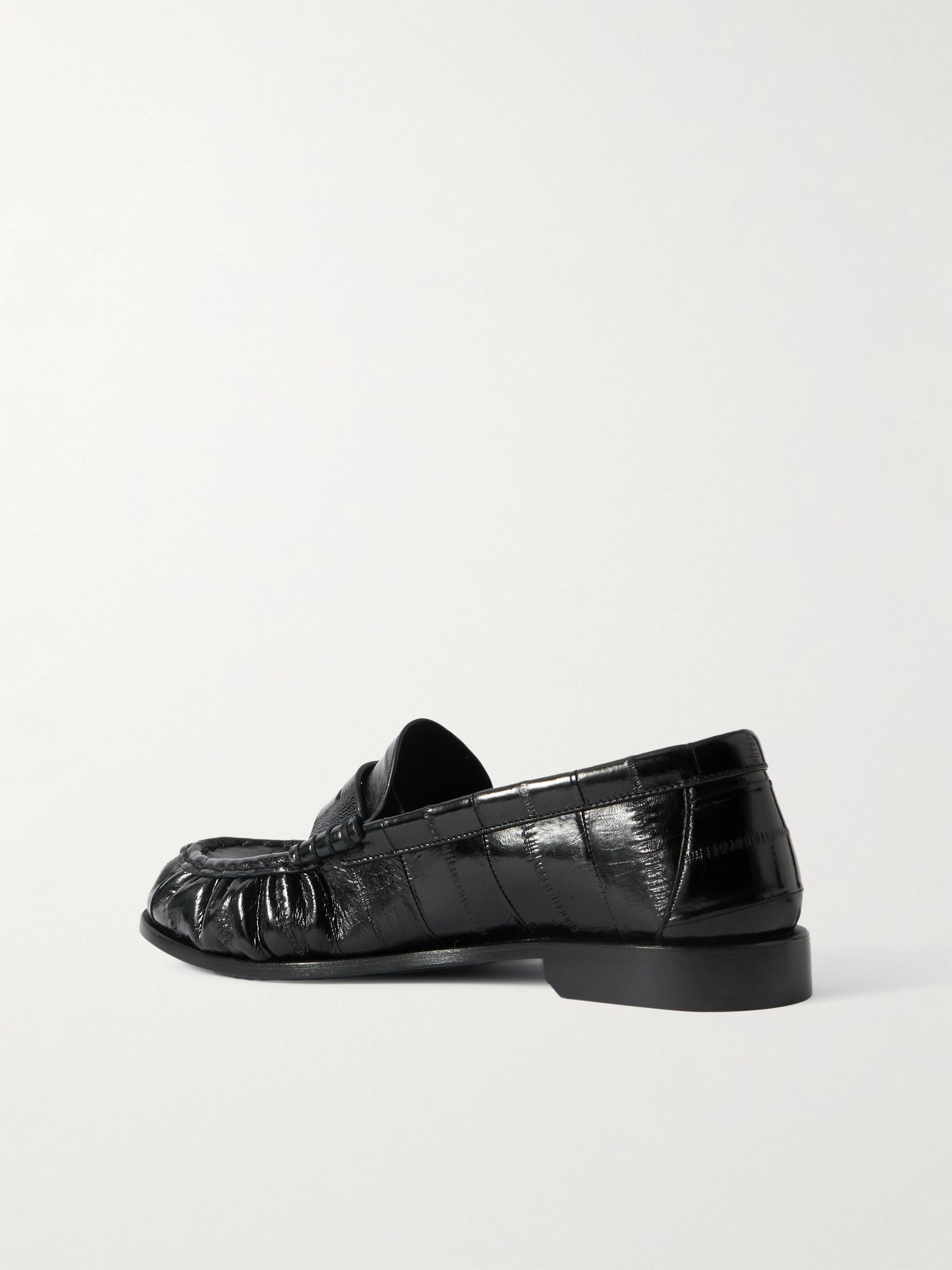 Le Loafer Monogram Logo-Appliquéd Eel Penny Loafers Black - 4
