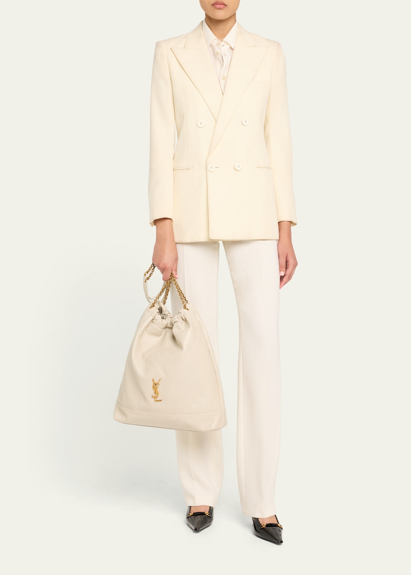Jamie Large Pochon YSL Shoulder Bag in Quilted Lambskin Leather - 6