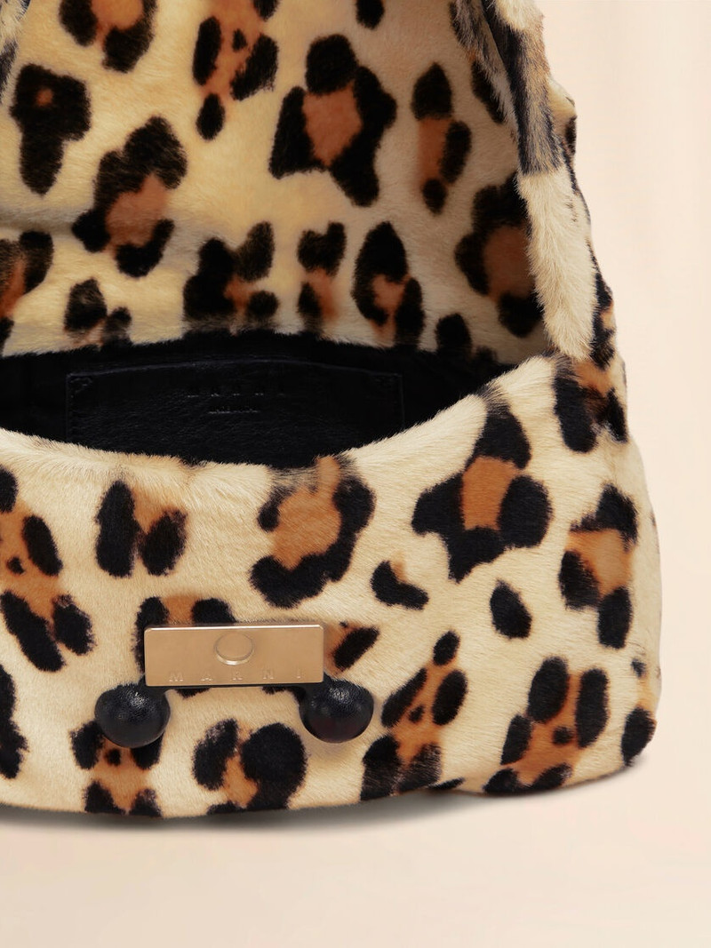 SHEARLING ANIMAL PRINT TRUNKAROO SOFT MEDIUM SHOULDER BAG 3