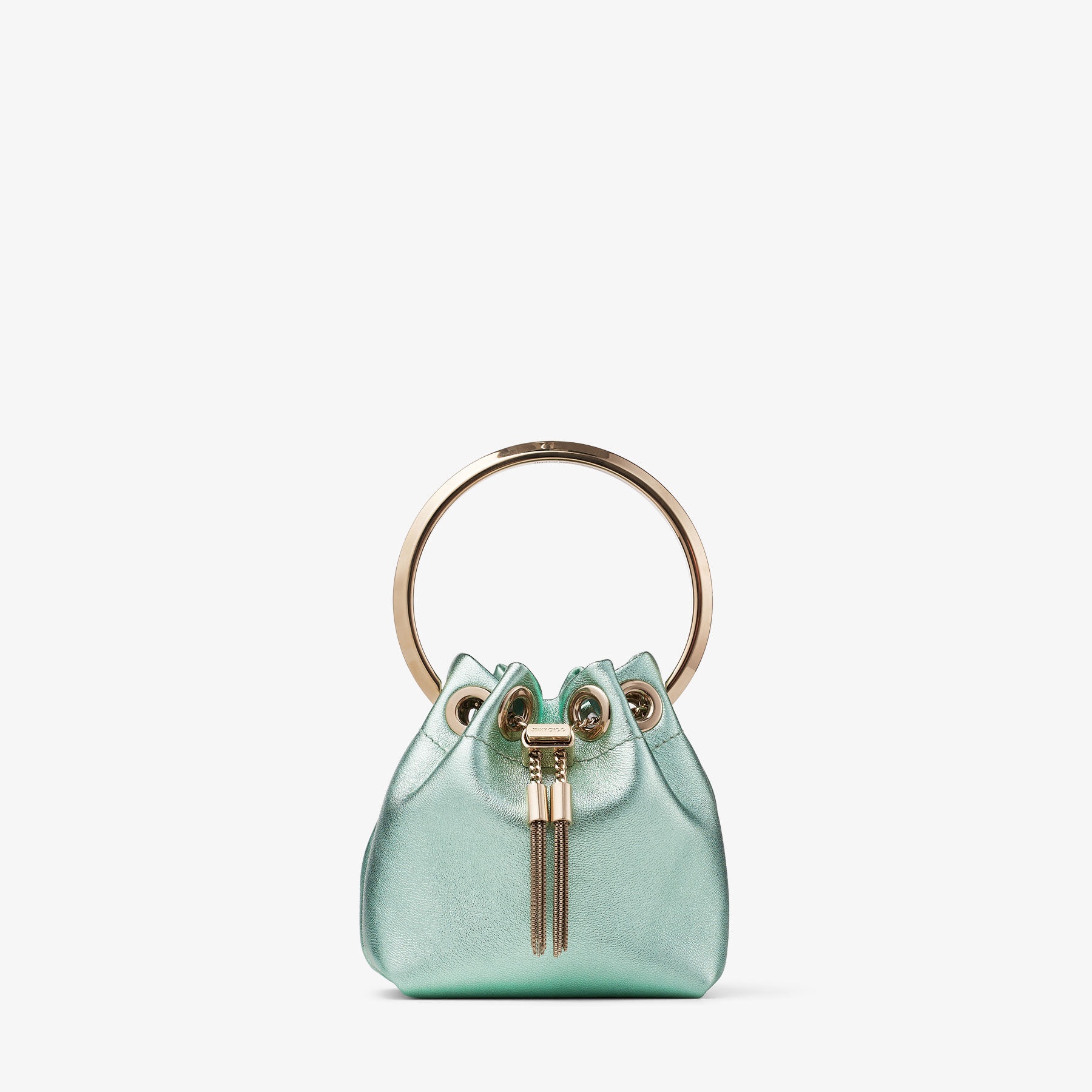 JIMMY CHOO Micro Bon Bon Smoke Green Metallic Nappa Mini Bag