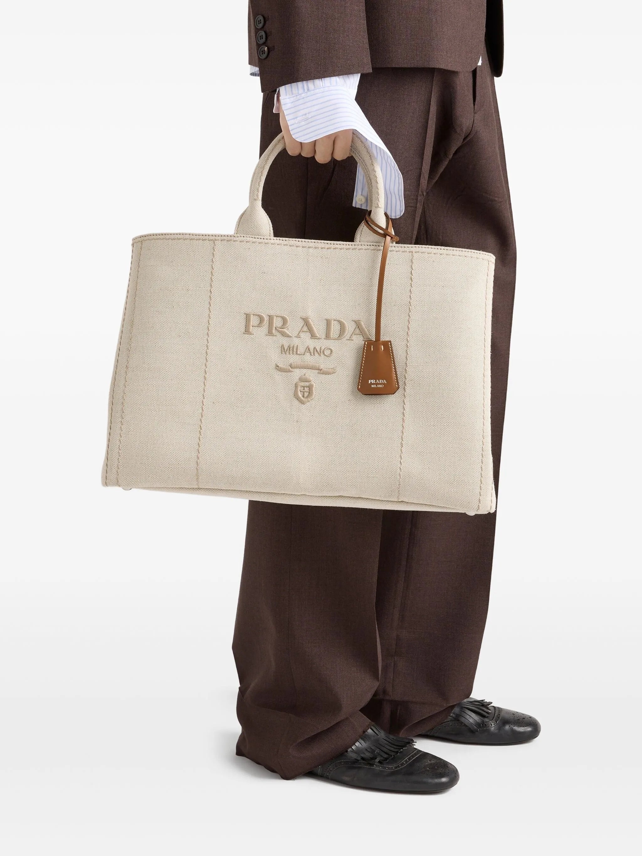 Prada Logo-embroidered Tote Bag - 5