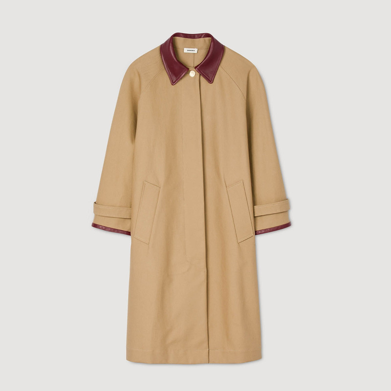 TRENCH COAT WITH LEATHER COLLAR 1