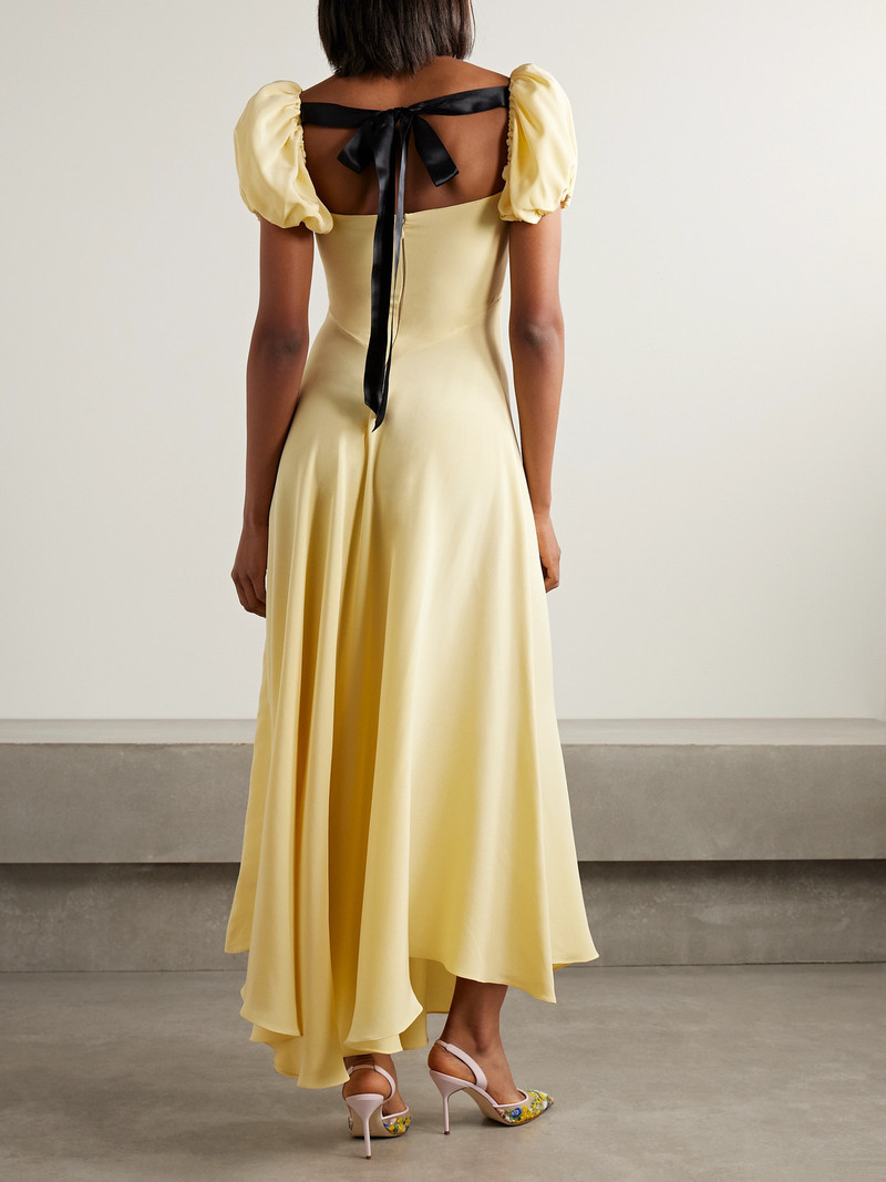 Bow-embellished Satin-trimmed Silk-crepe Maxi Dress 3