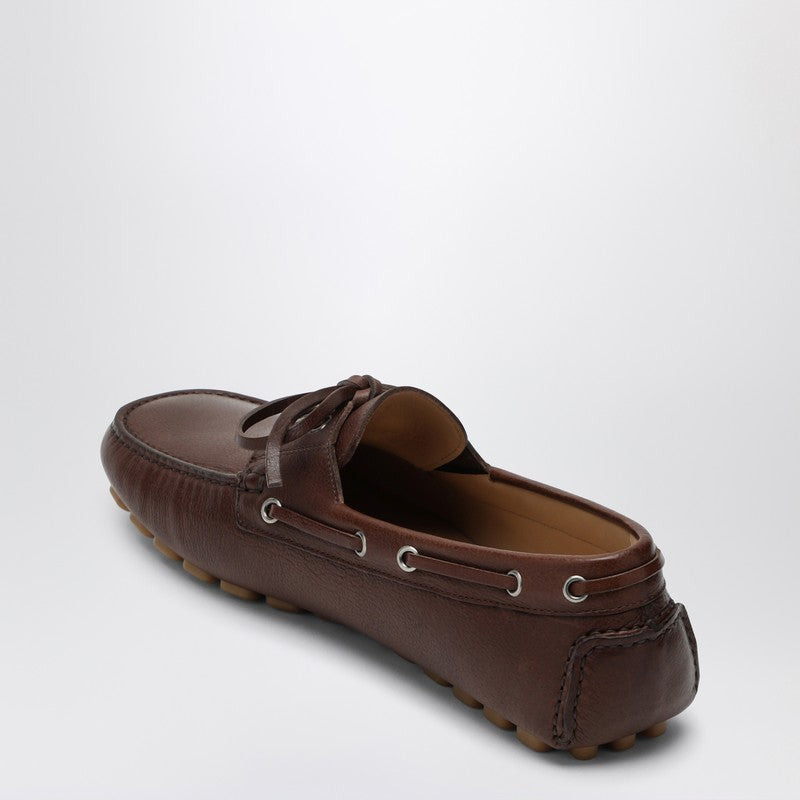 Valentino Garavani Brown Leather Moccasin Driver Fantaway Men - 2
