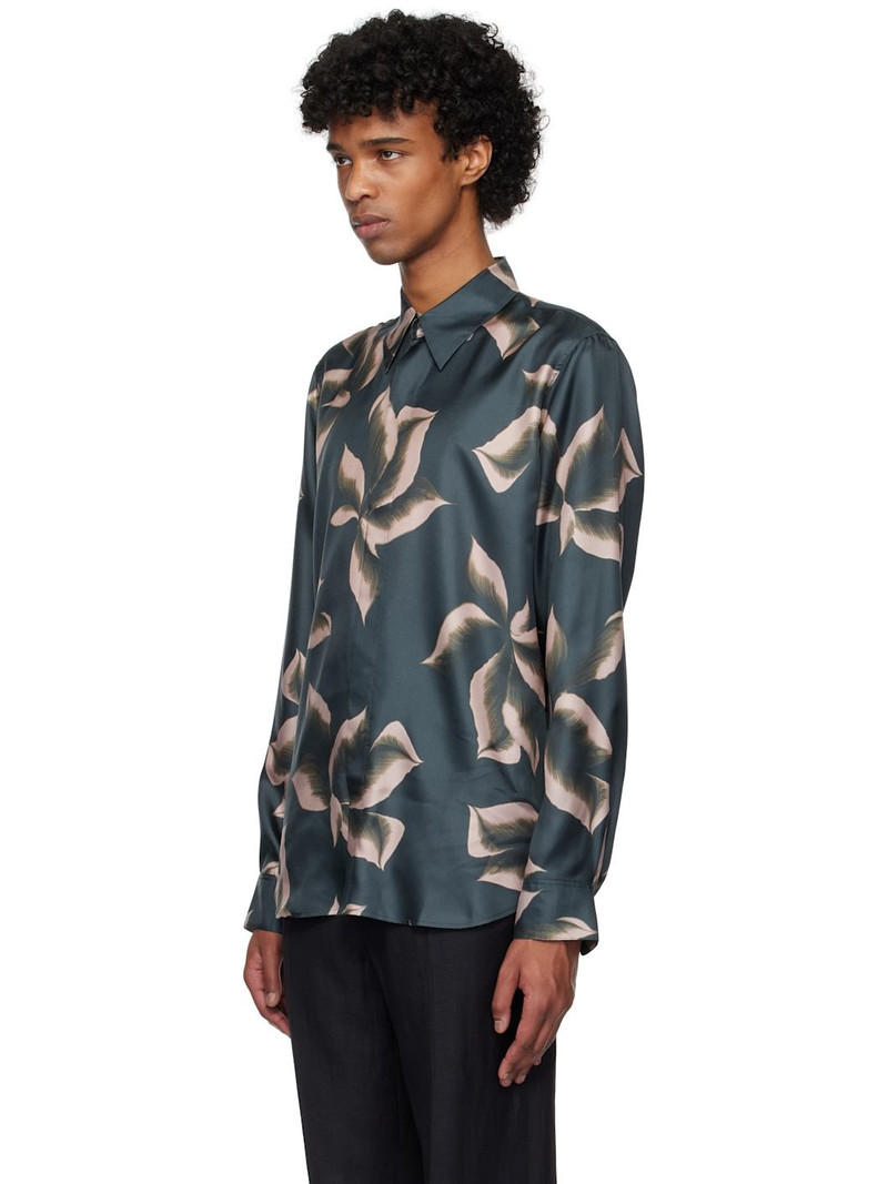 Dries Van Noten Navy Silk Shirt outlook