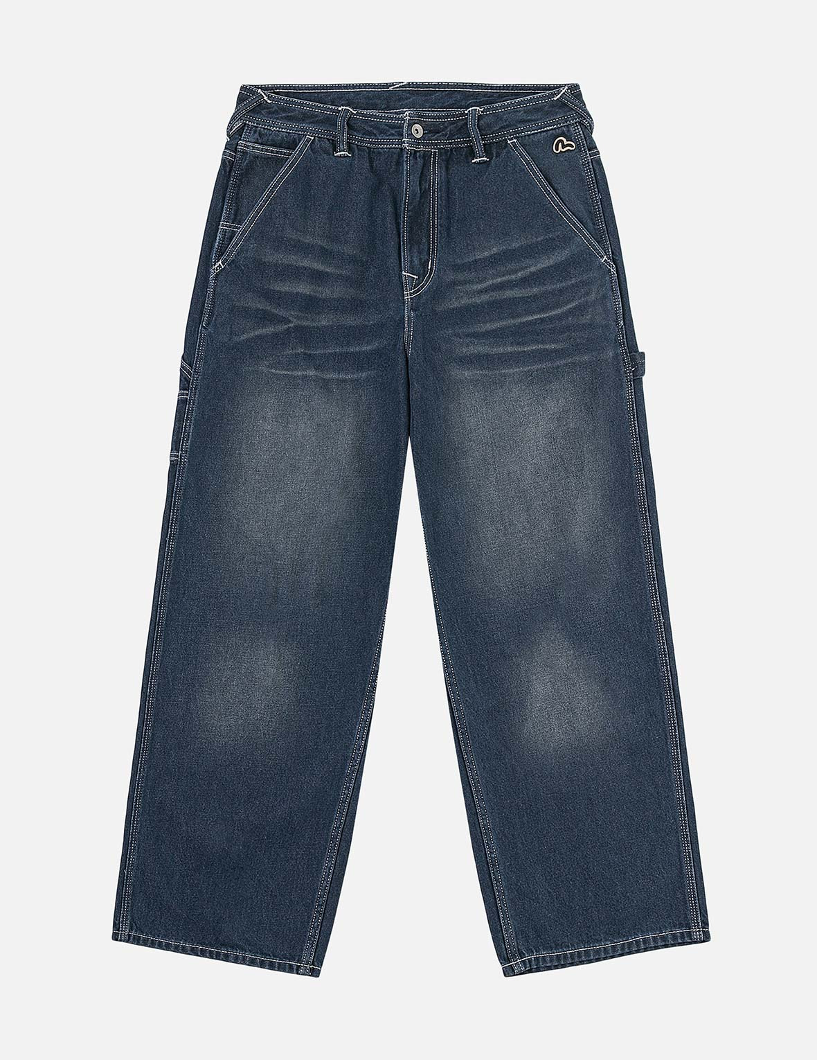Distressed Seagull Print Loose Fit Cargo Jeans - 4