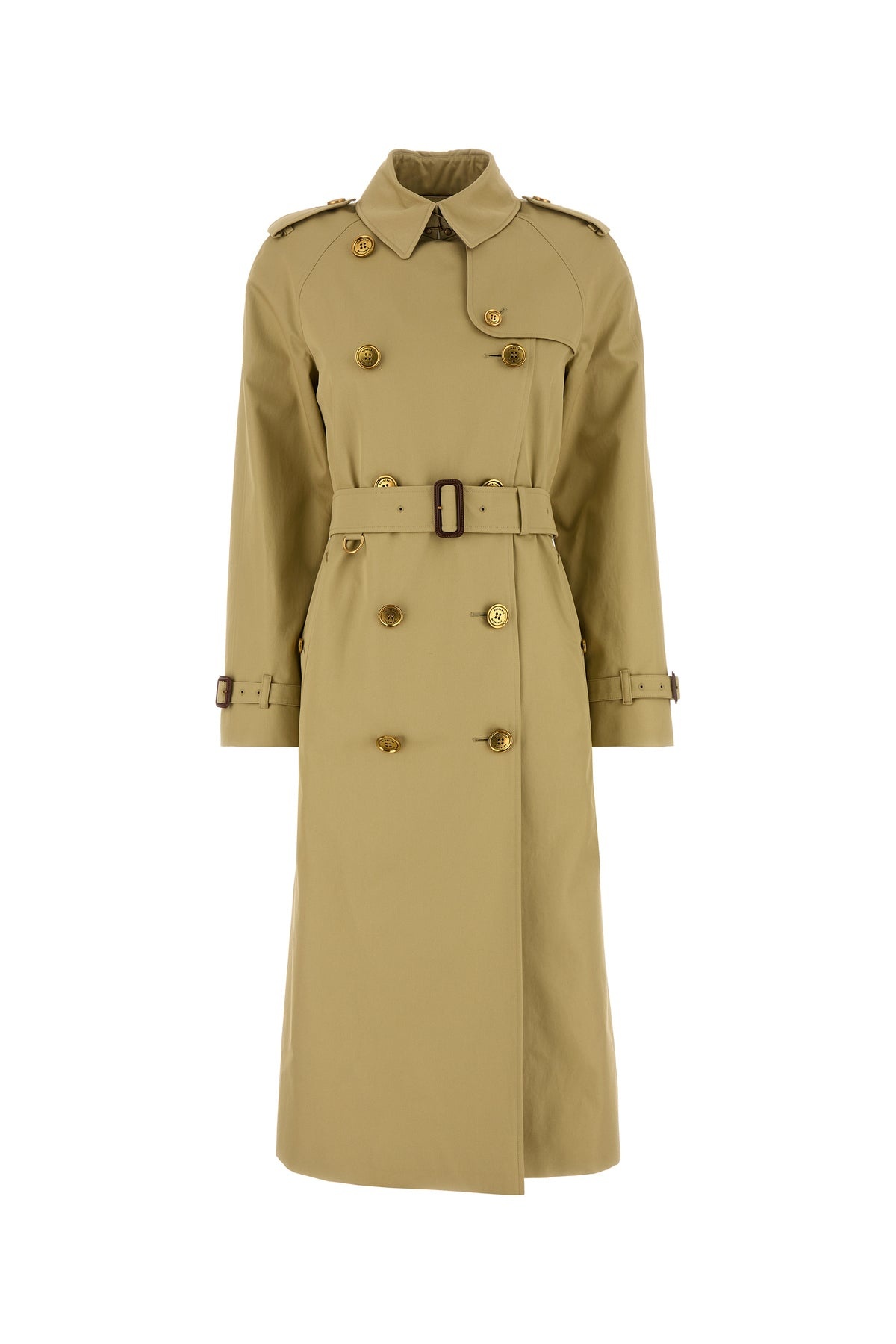 Sage green gabardine Waterloo trench coat - 1