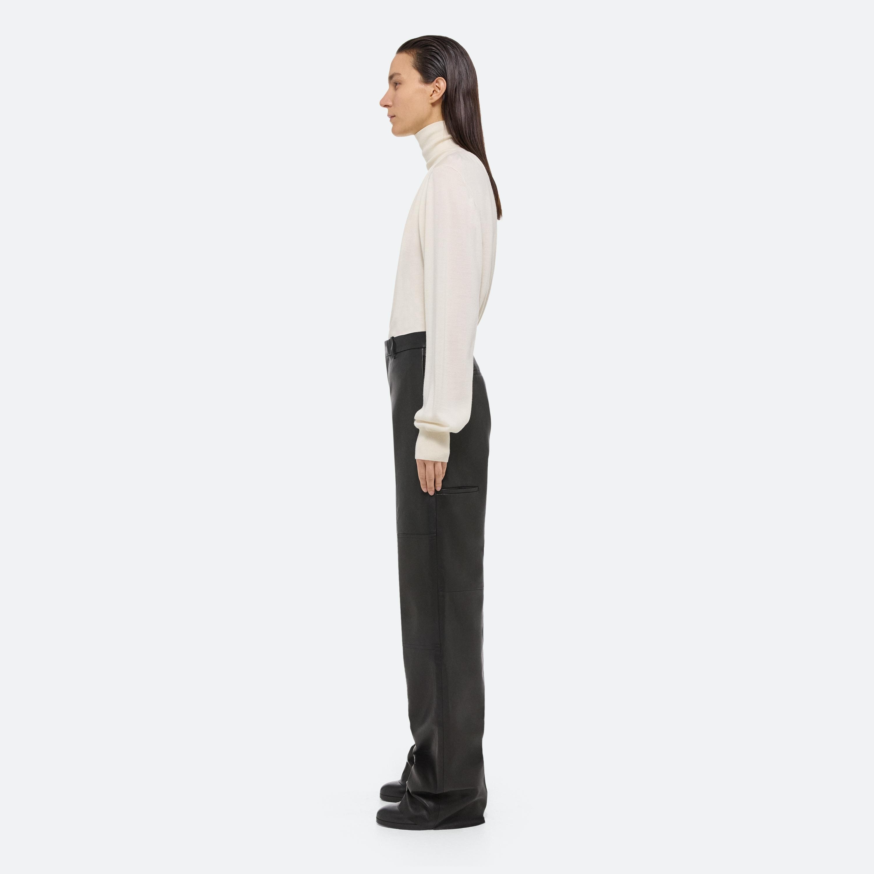 RUCHED WOOL-SILK TURTLENECK - 4