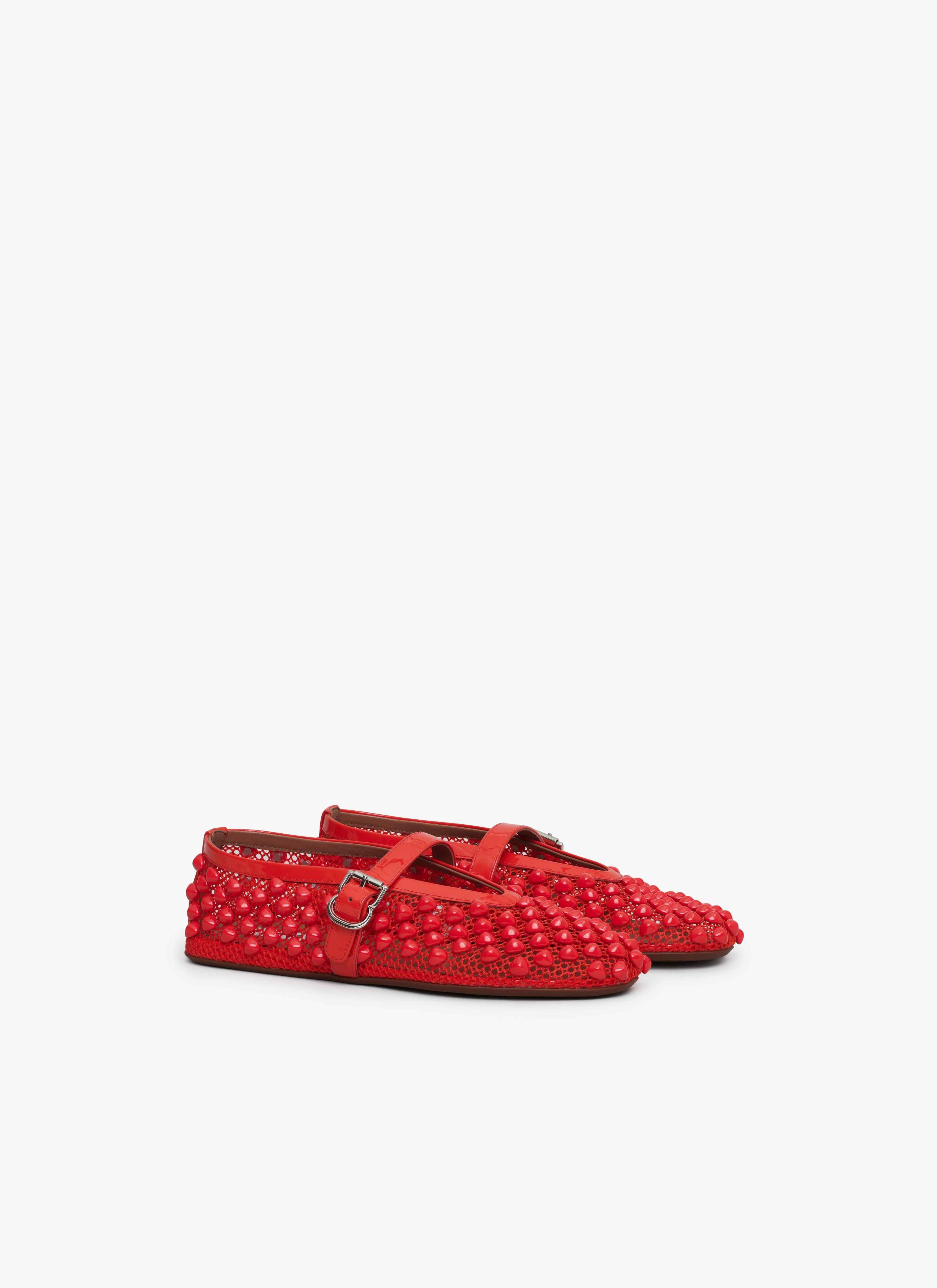 BALLET FLATS WITH STUDS ON FISHNET - 2