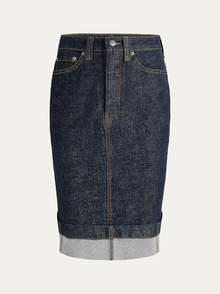 Kendra Cuffed Denim Skirt - 1
